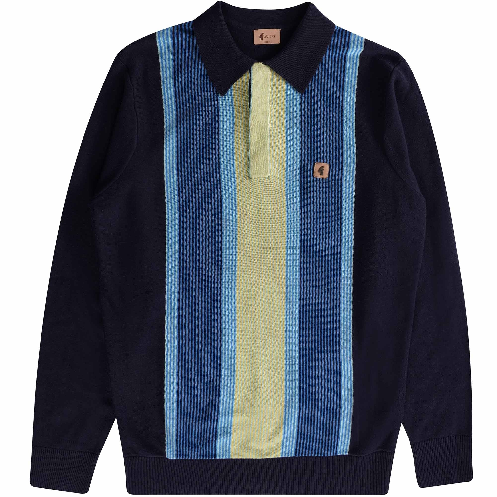 Gabicci Vintage Fiennes Long Sleeve Polo Top - Navy