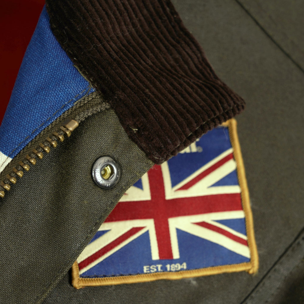 Barbour International Archive Stuarts Limited Edition Union Jack Waxed Jacket - Dark Olive