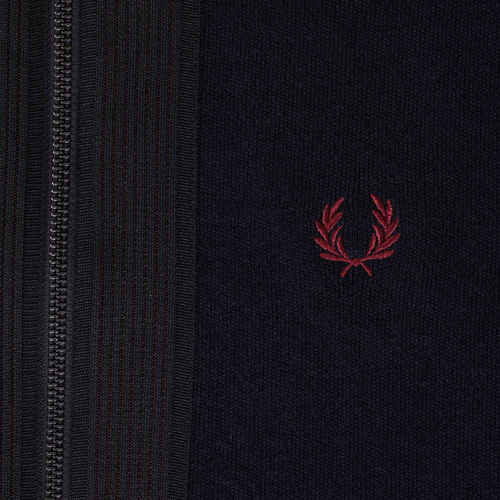 Fred Perry Striped Trim Zip-Through Cardigan - Navy