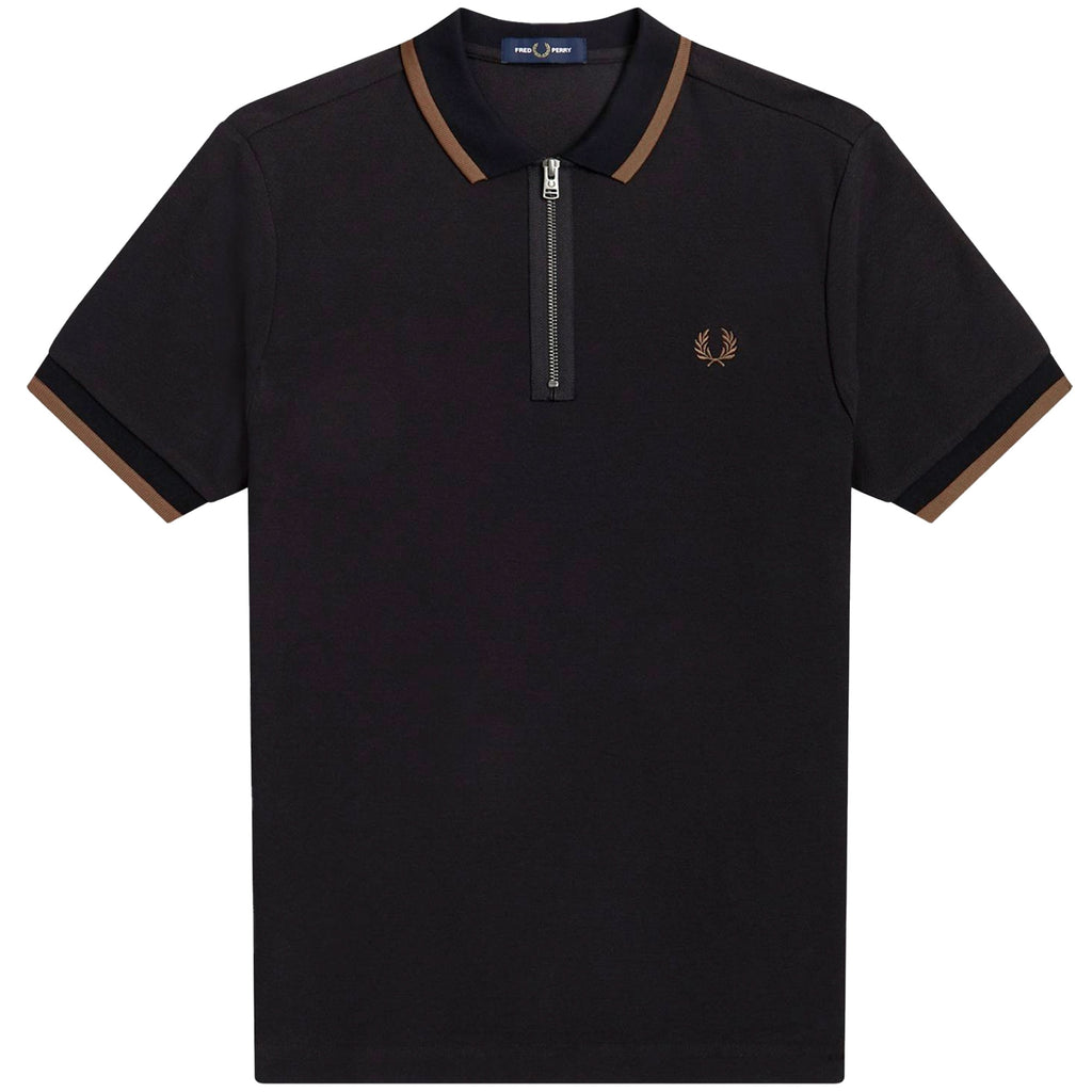 Fred Perry M4 Half Zip Polo Shirt - Black