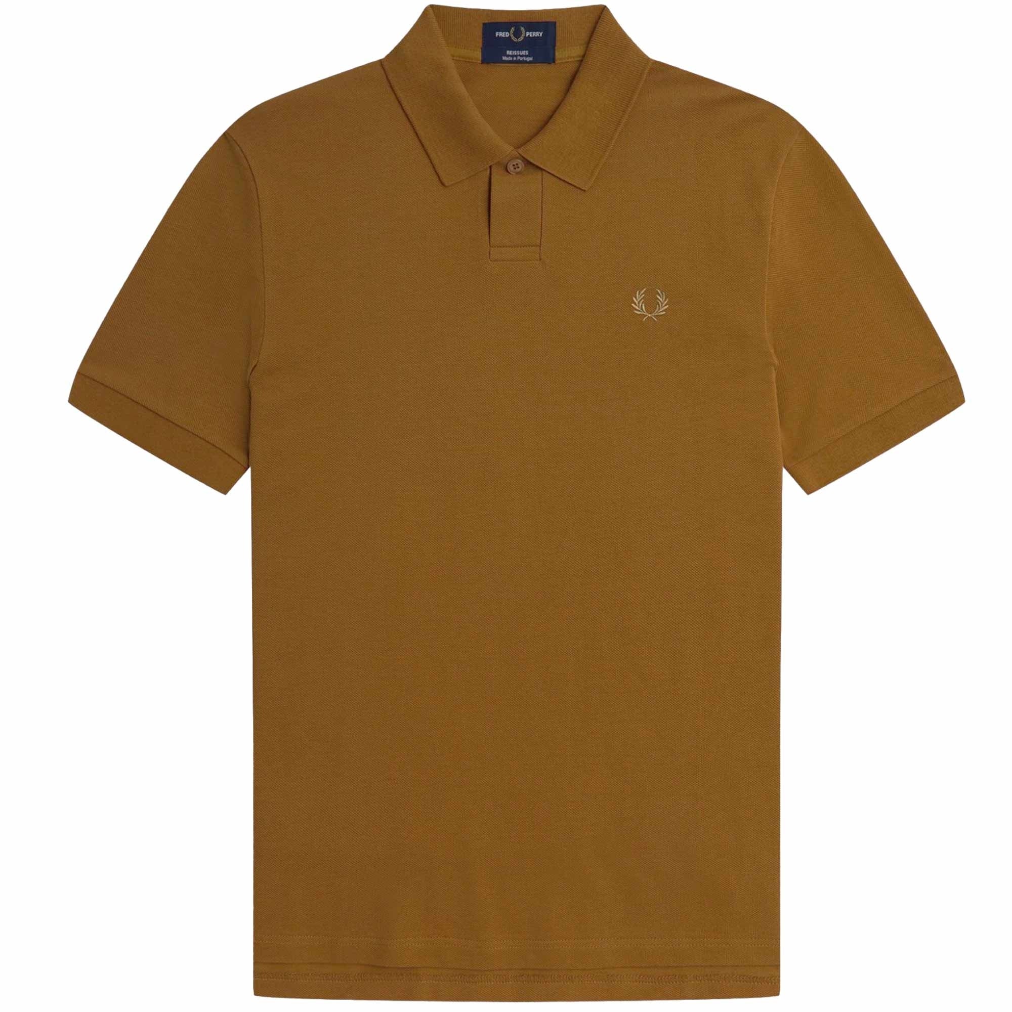 Fred Perry Reissues M4 One Button Polo Shirt - Dark Caramel