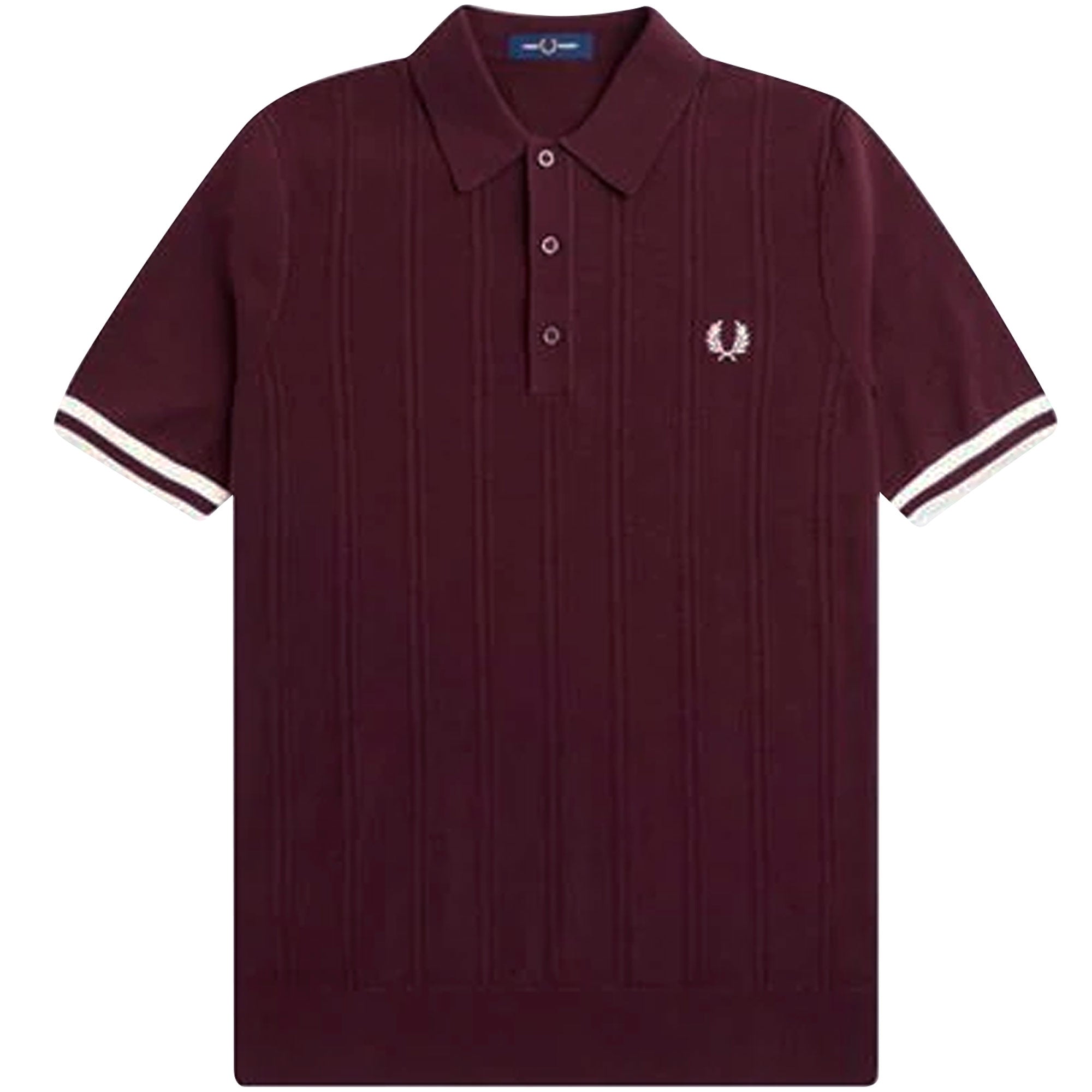 Fred Perry K3 Tipping Texture Knitted Polo Shirt - Oxblood
