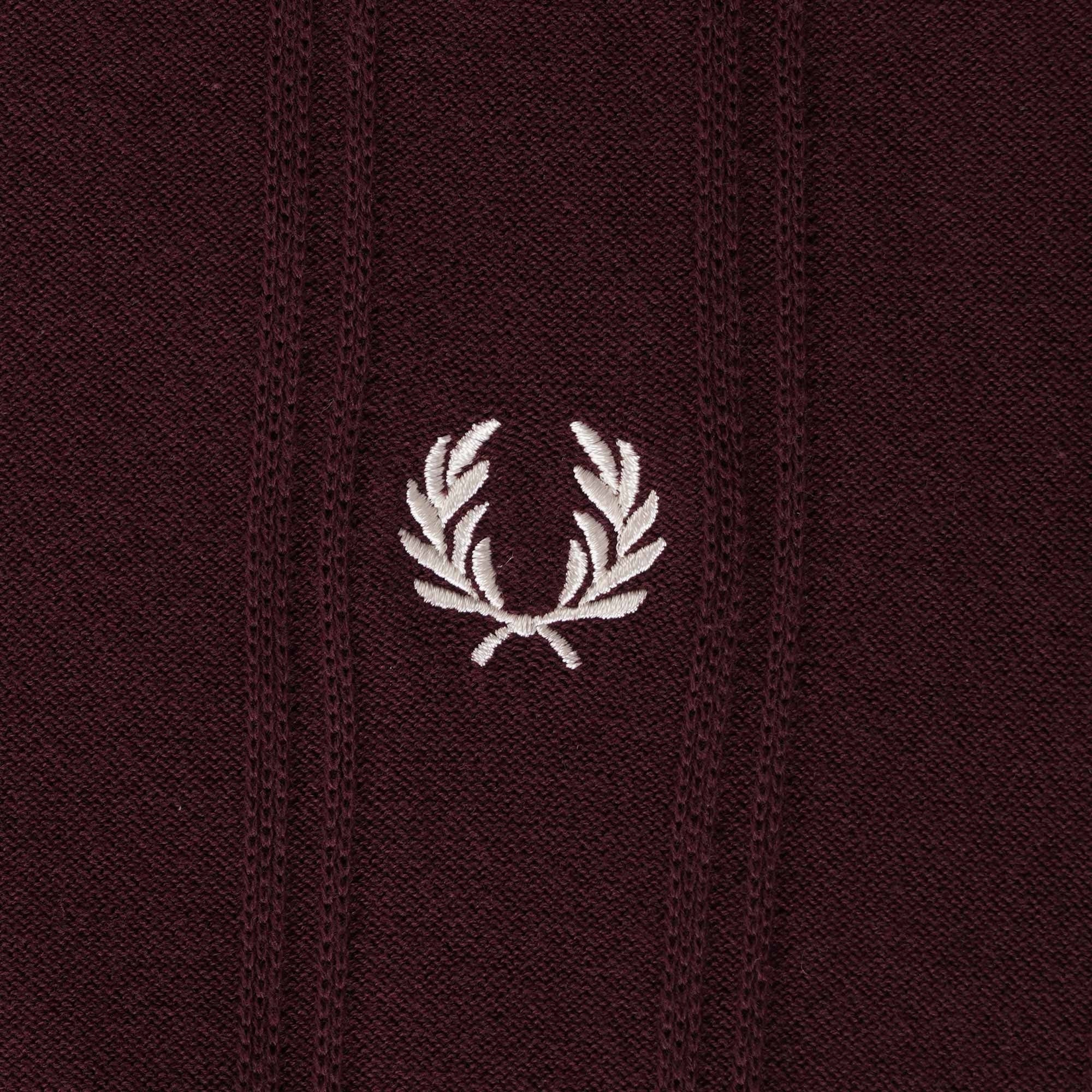 Fred Perry K3 Tipping Texture Knitted Polo Shirt - Oxblood