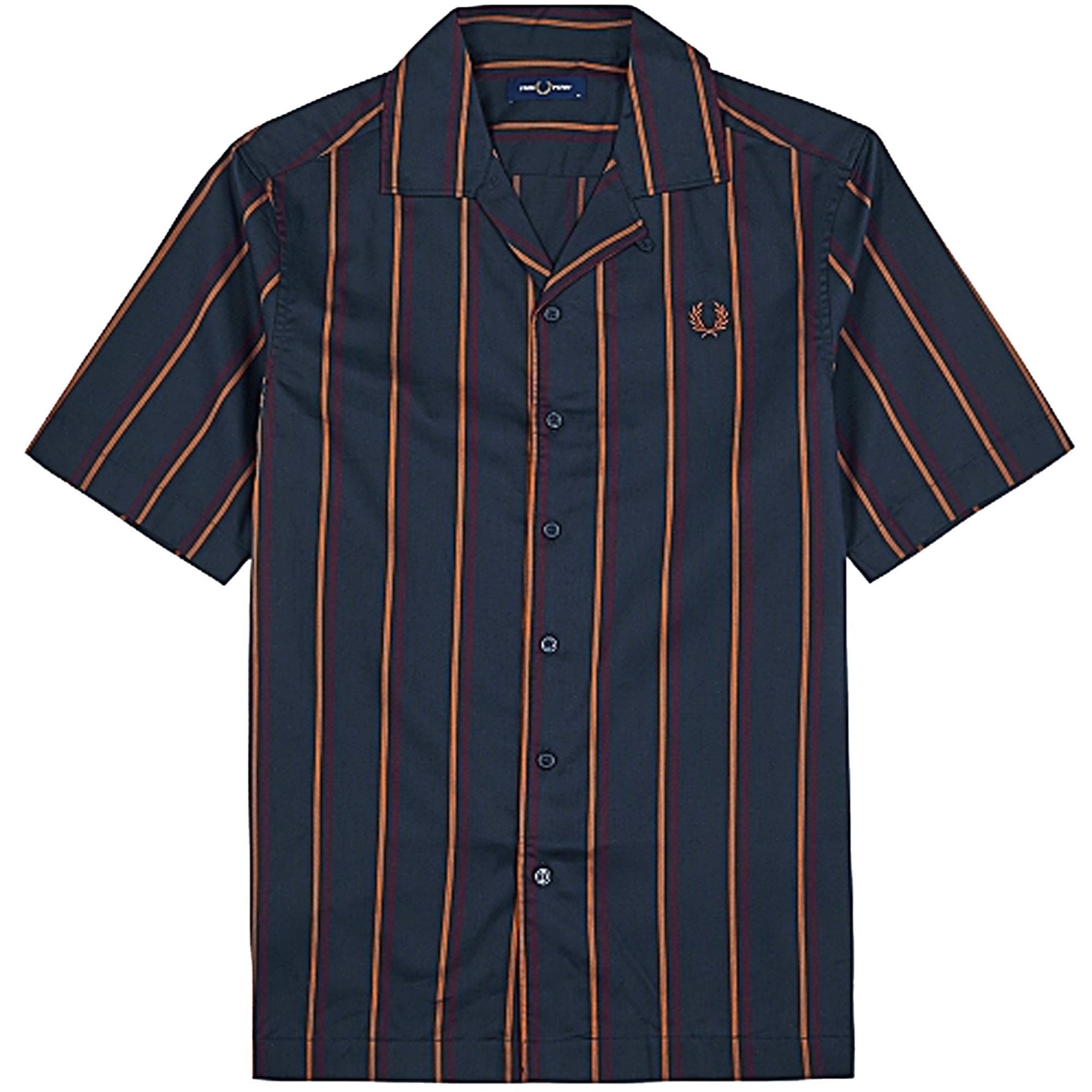 Fred Perry Striped Revere Collar Shirt - Navy