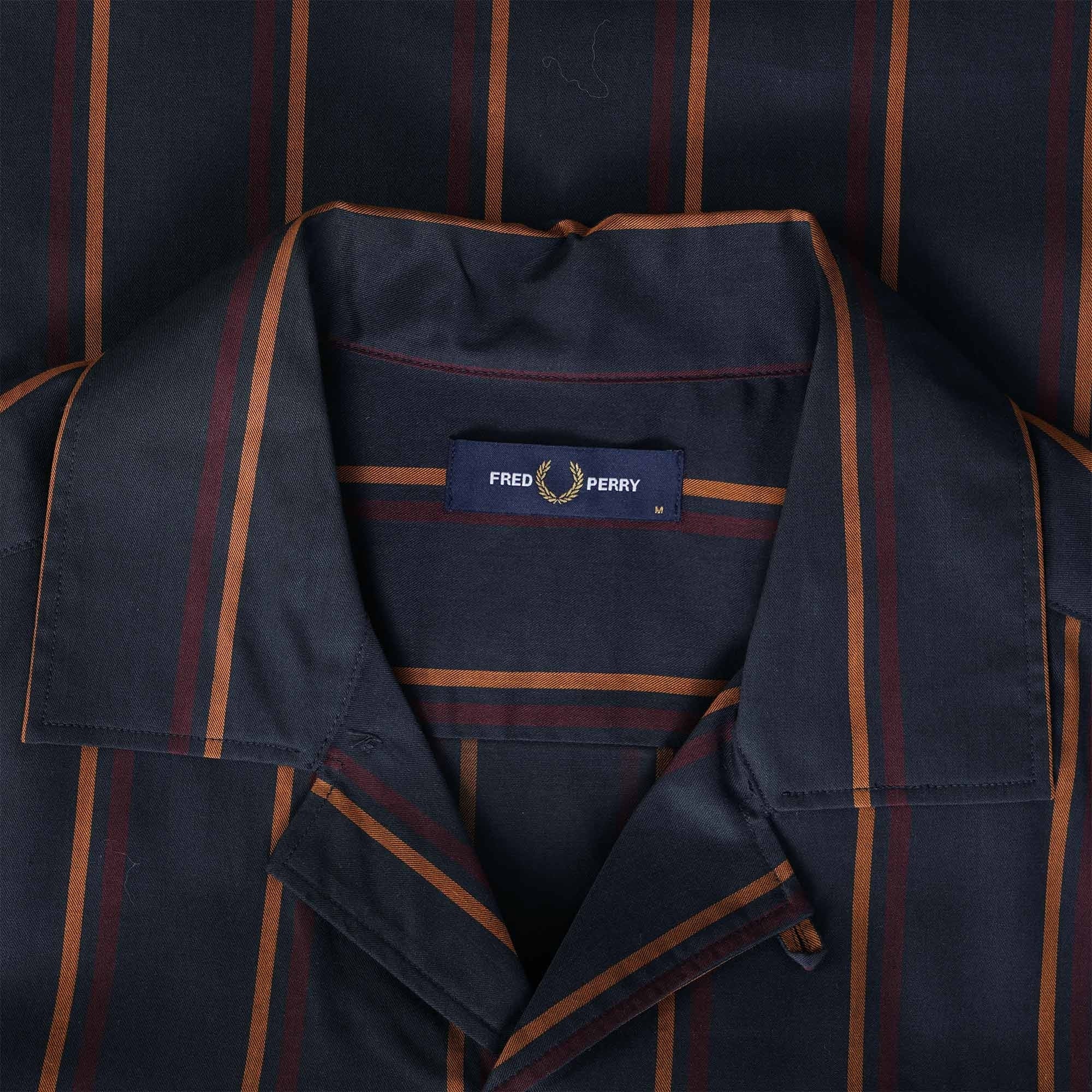 Fred Perry Striped Revere Collar Shirt - Navy