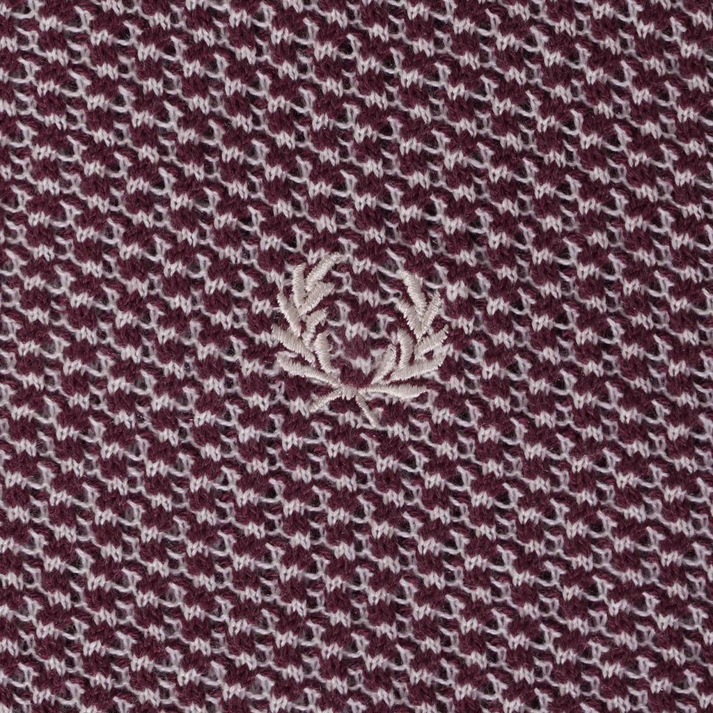 Fred Perry Two Colour Texture Knit Henley - Oxblood