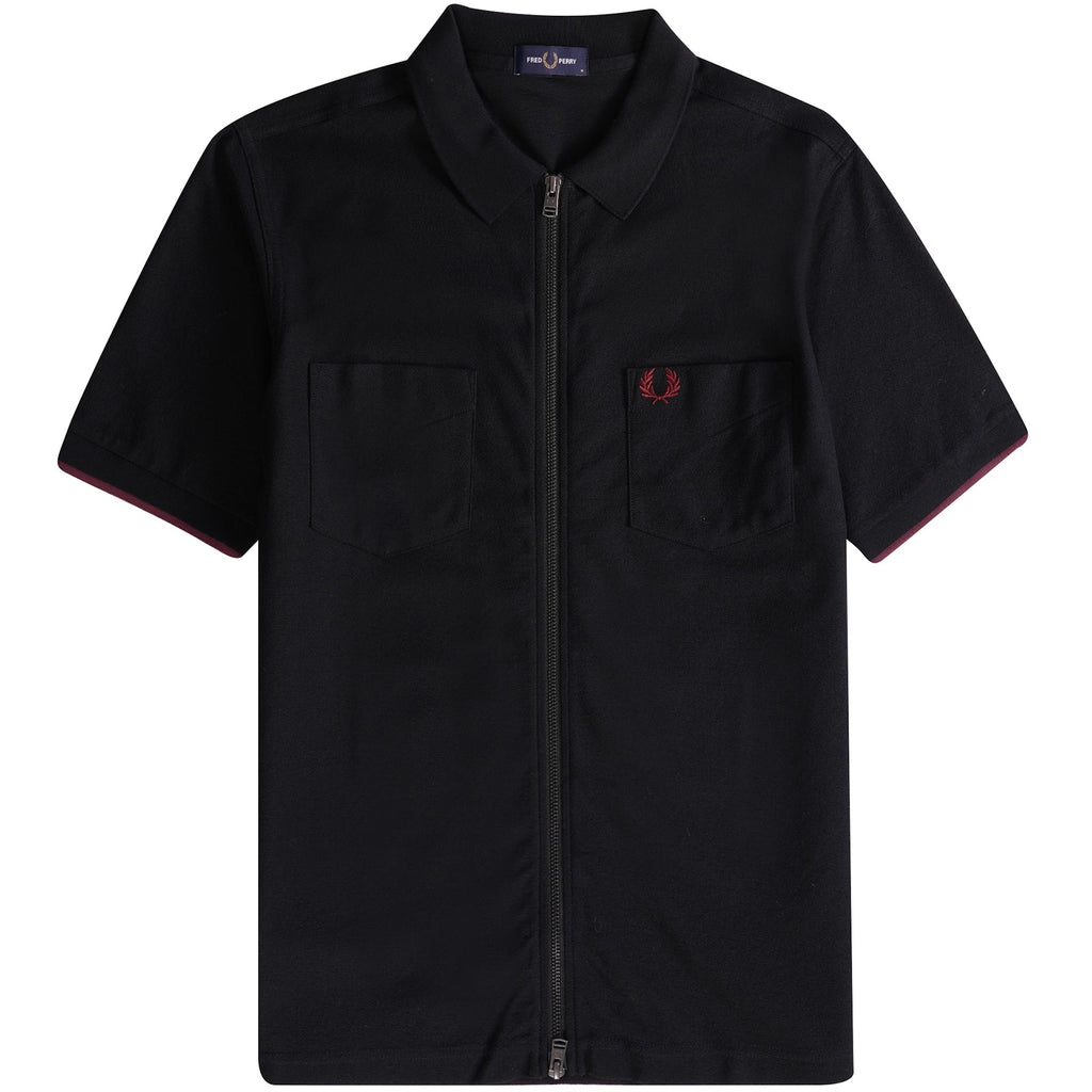 Fred Perry M4 Zip Polo Shirt - Navy
