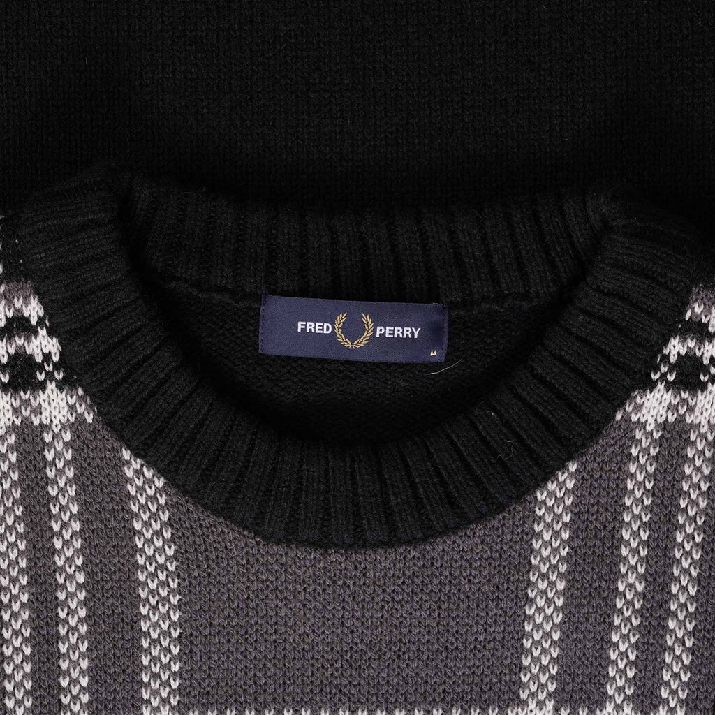 Fred Perry Tartan Panel Jumper - Black