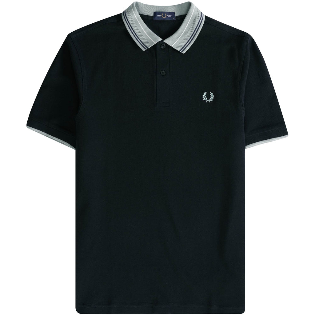 Fred Perry M4 Striped Collar Polo Shirt - Black