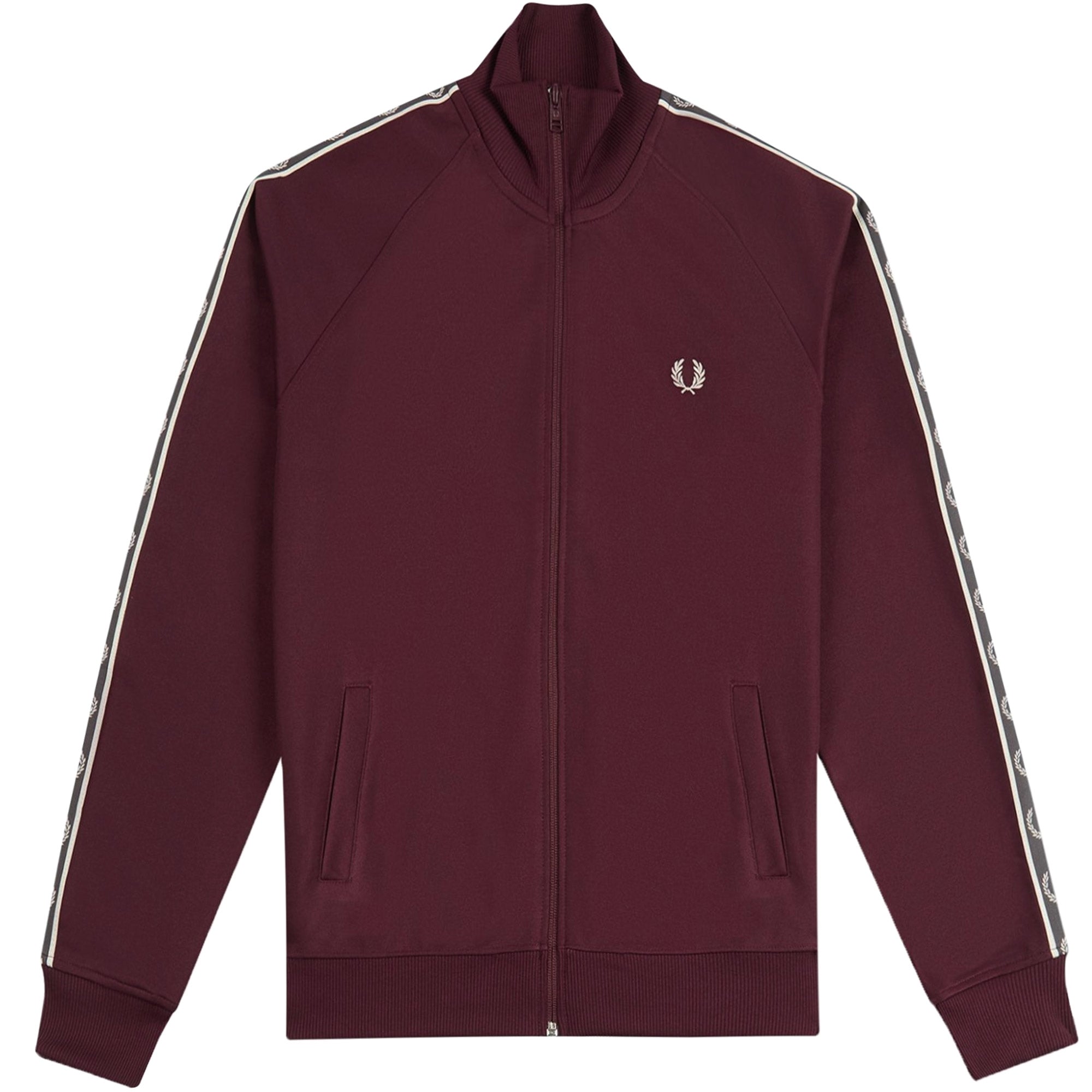 Fred Perry Contrast Tape Track Jacket - Oxblood