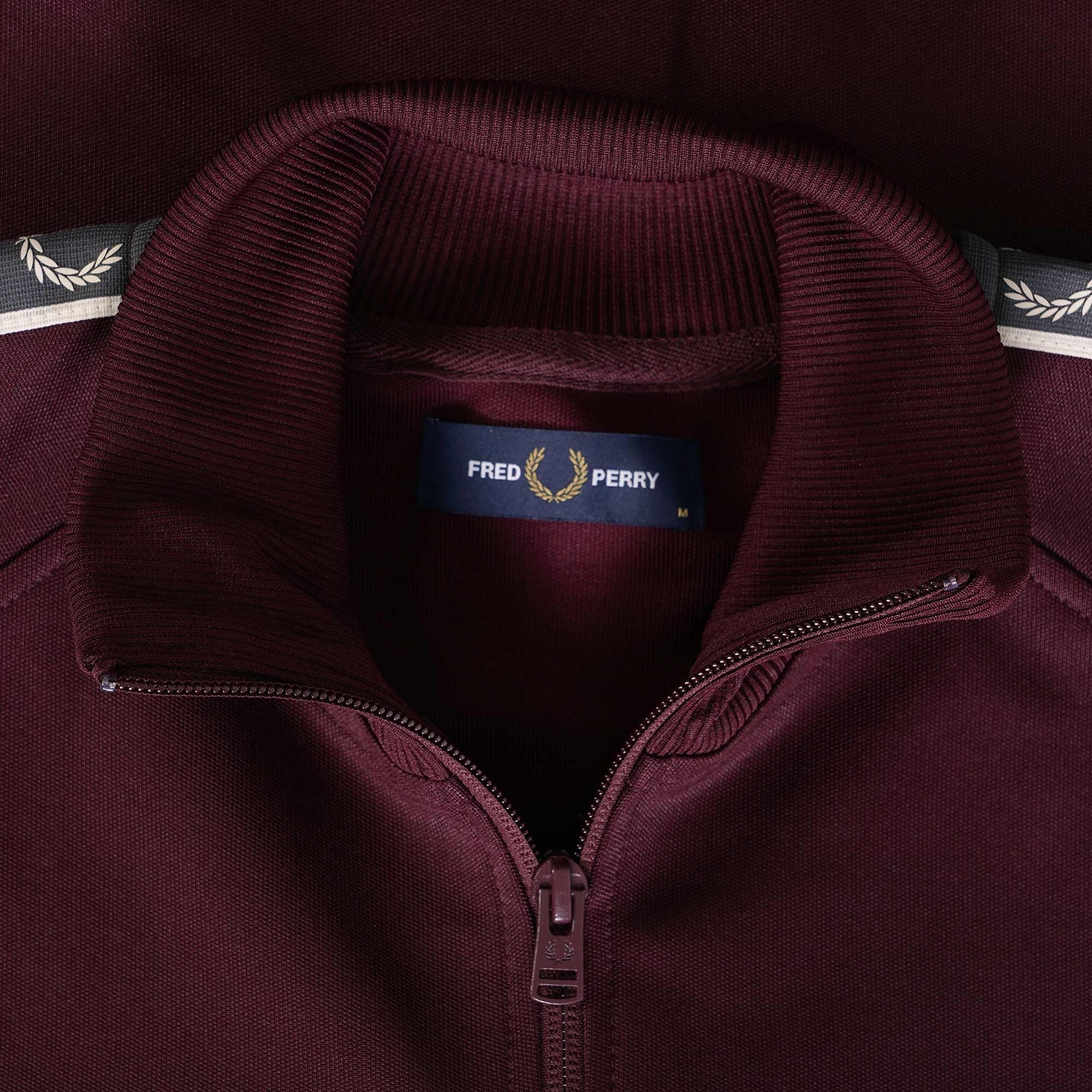 Fred Perry Contrast Tape Track Jacket - Oxblood