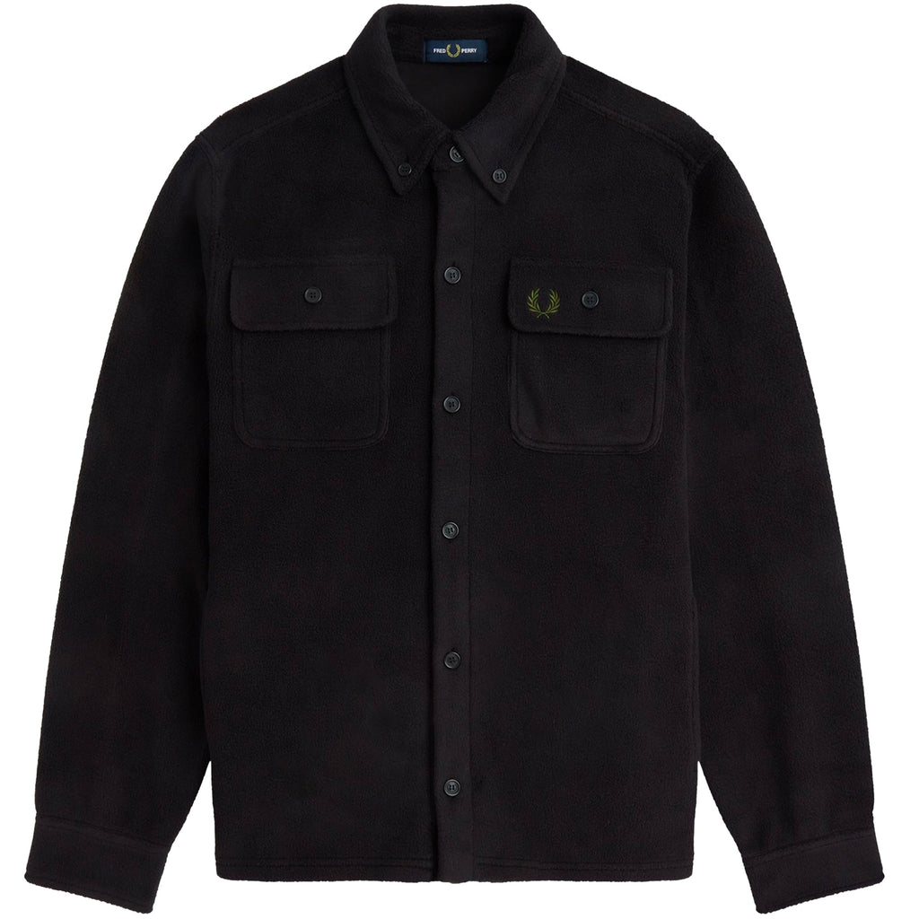 Fred Perry Reverse Fleeceback Overshirt - Black