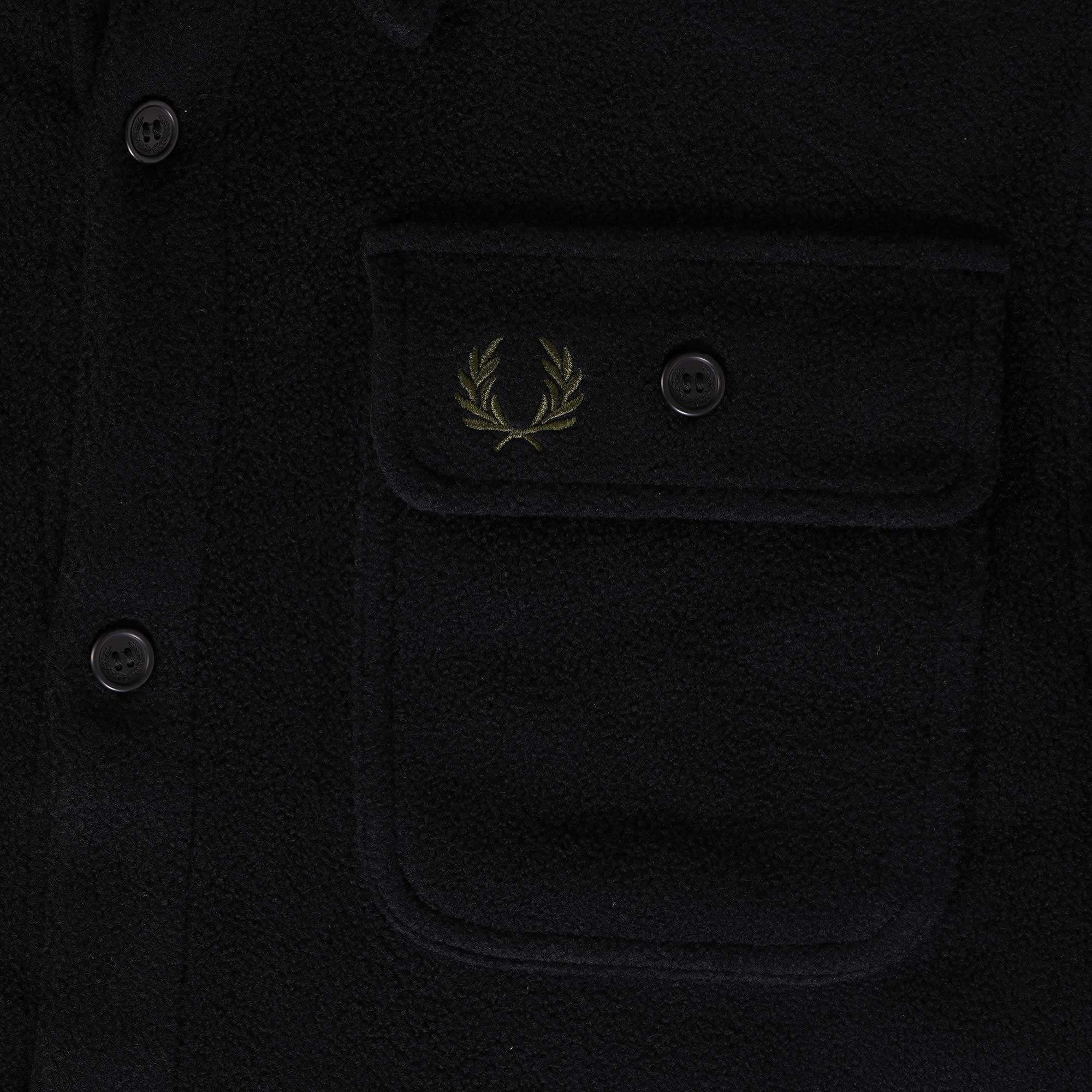 Fred Perry Reverse Fleeceback Overshirt - Black