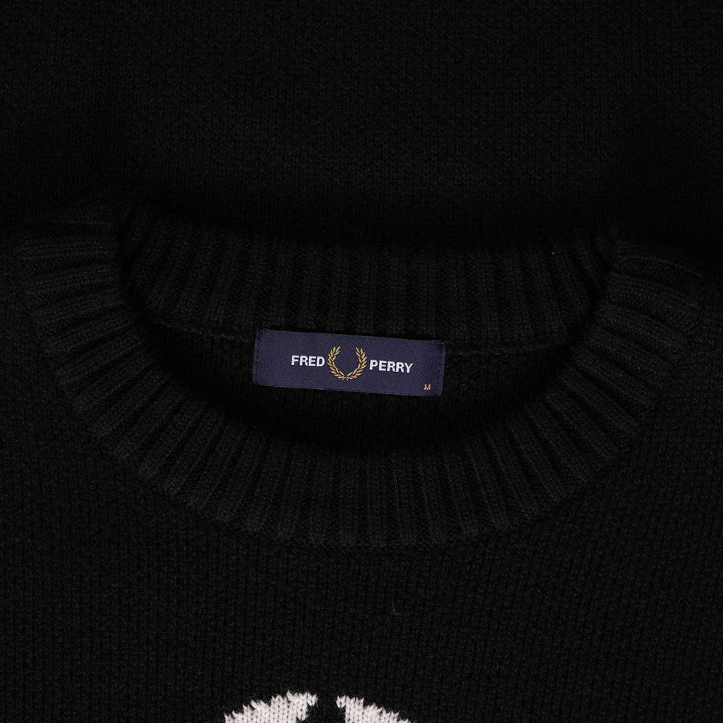 Fred Perry Jacquard Crew Neck Jumper - Black
