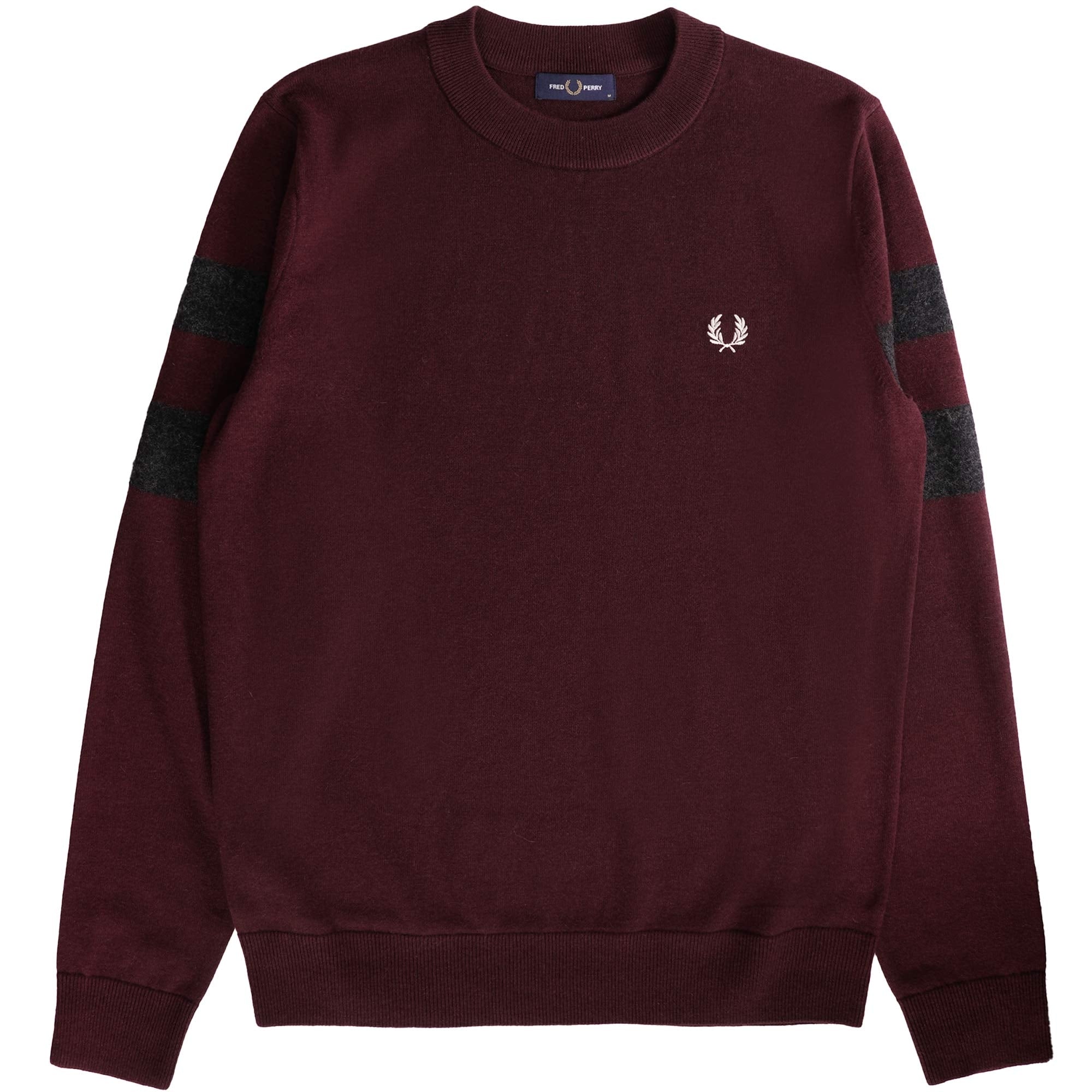 Fred Perry Tipped Sleeve Crew Neck - Oxblood