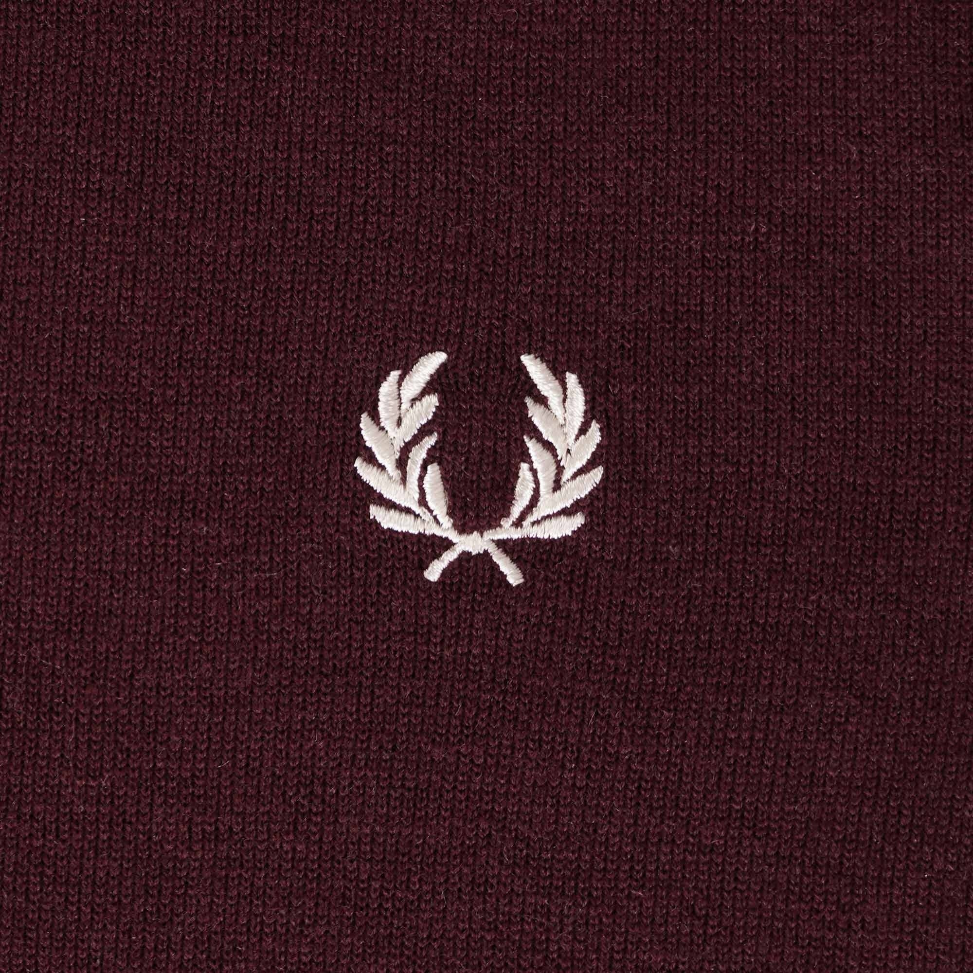 Fred Perry Tipped Sleeve Crew Neck - Oxblood