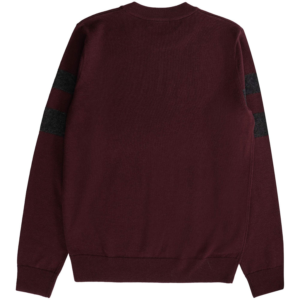 Fred Perry Tipped Sleeve Crew Neck - Oxblood