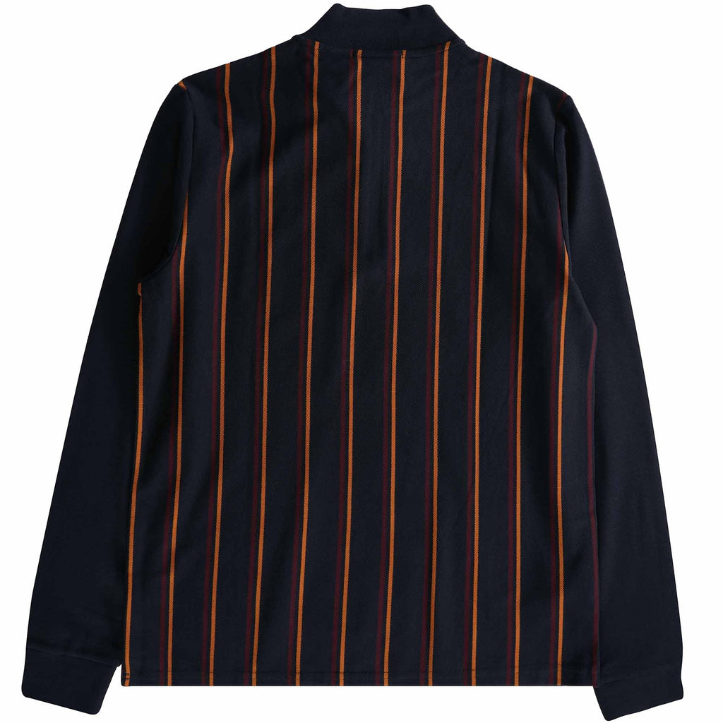Fred Perry Striped Panel Pique Zip Nik Top - Navy