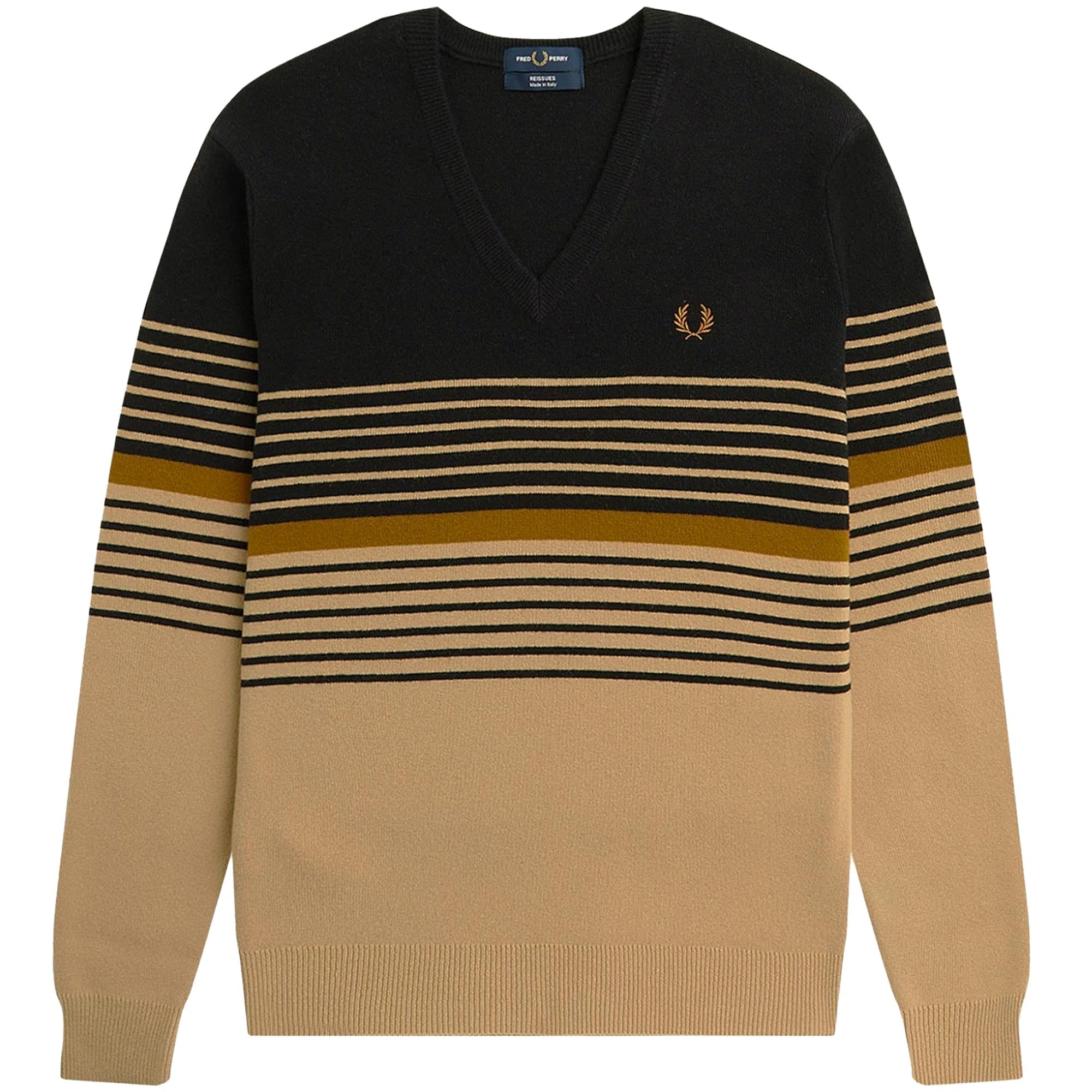 Fred Perry Reissues Lambswool Striped Jumper - Desert