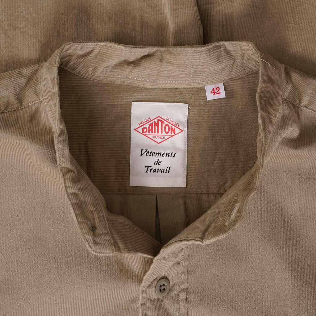 Danton Corduroy Band Collar Shirt - Sand