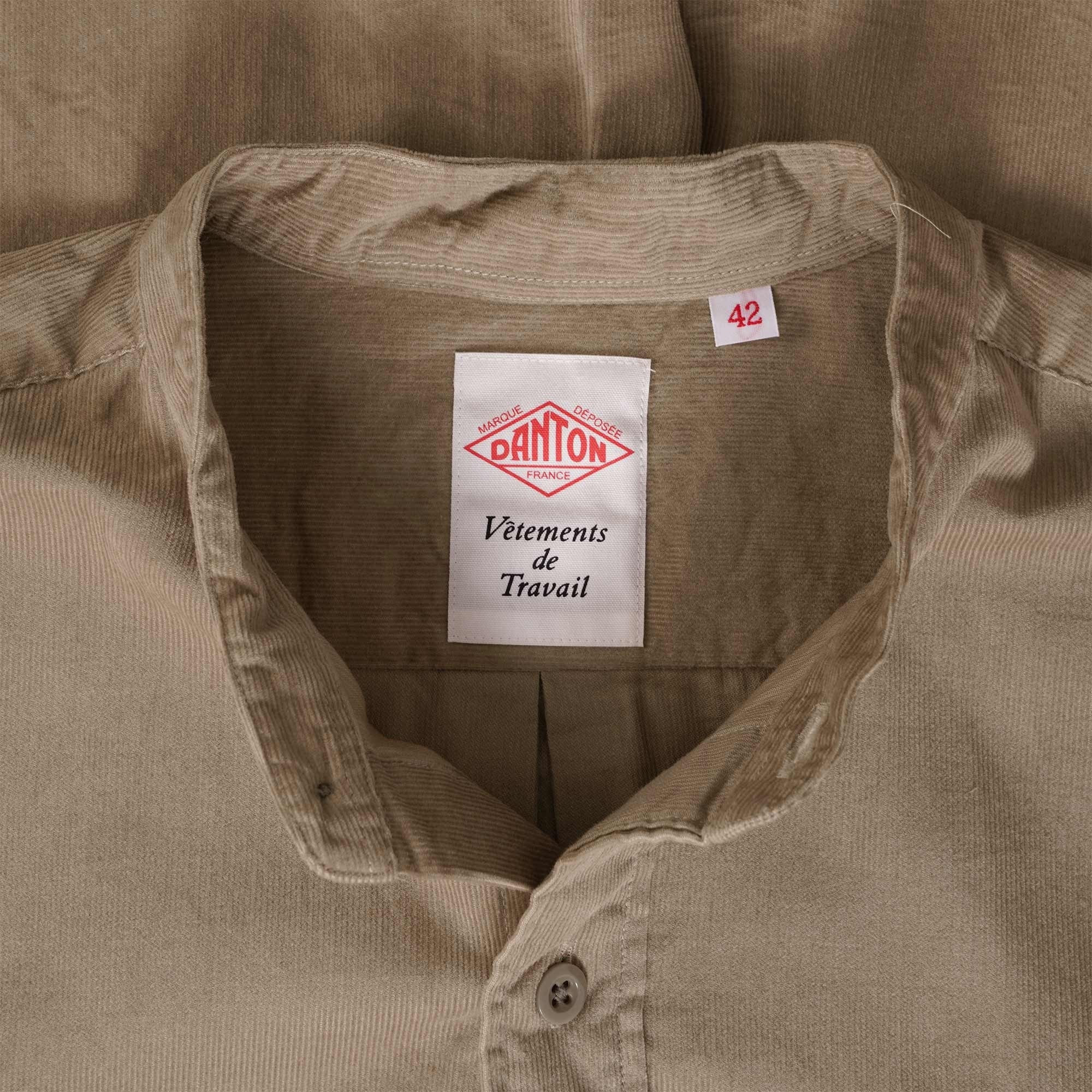 Danton Corduroy Band Collar Shirt - Sand