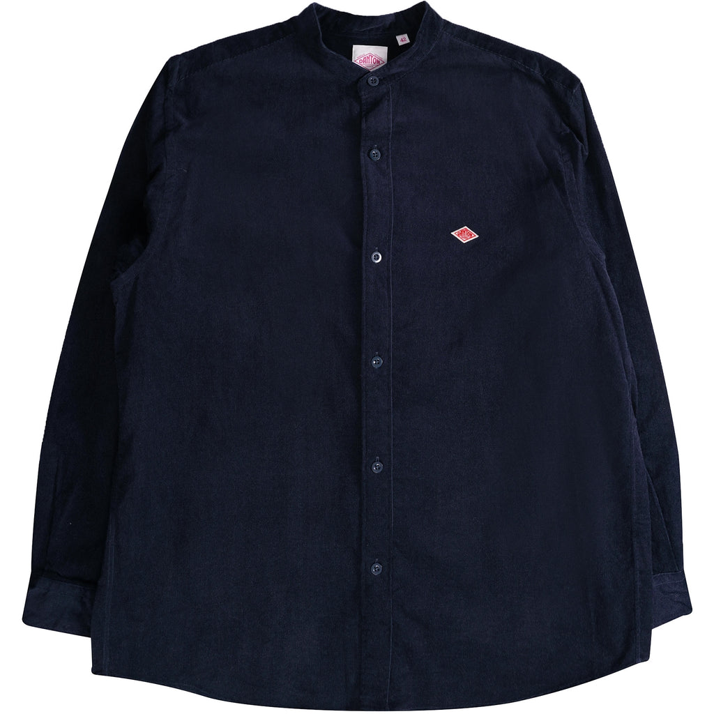 Danton Corduroy Band Collar Shirt - Dark Navy