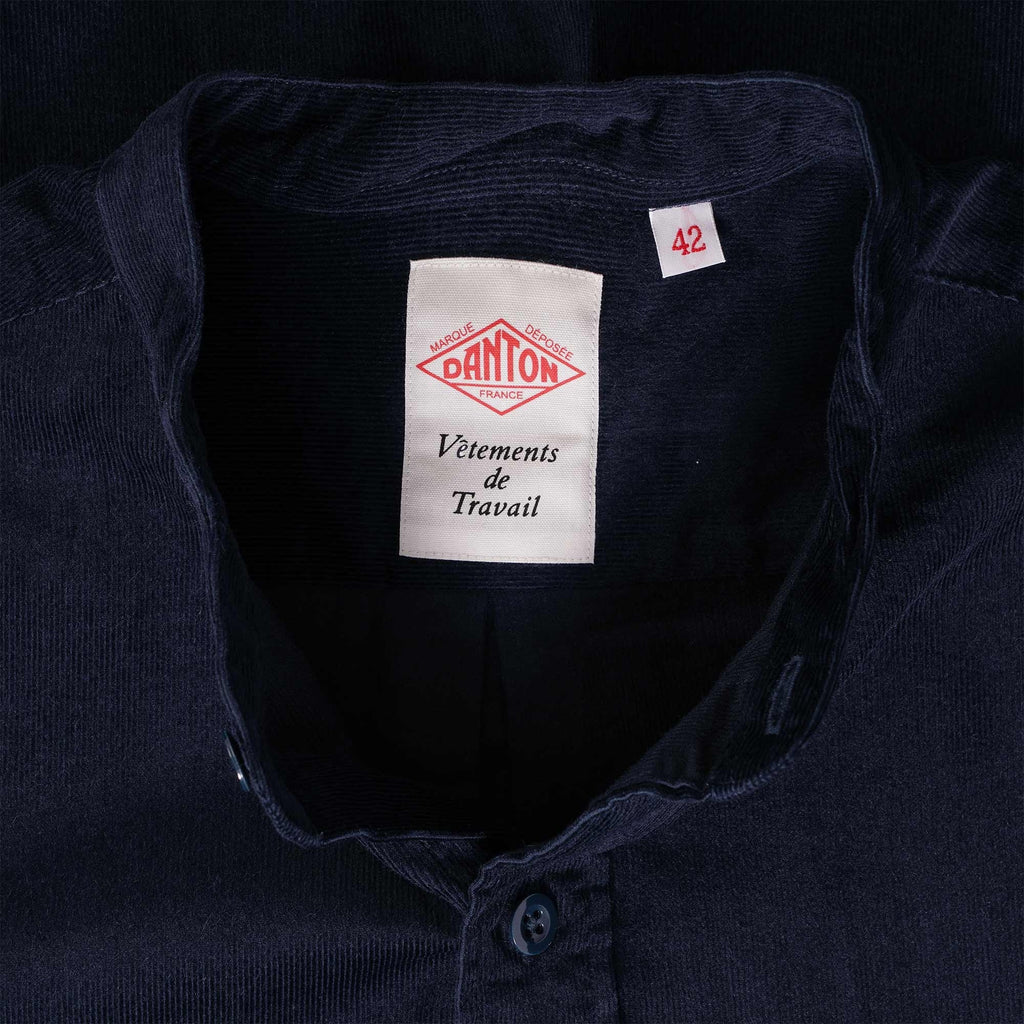 Danton Corduroy Band Collar Shirt - Dark Navy