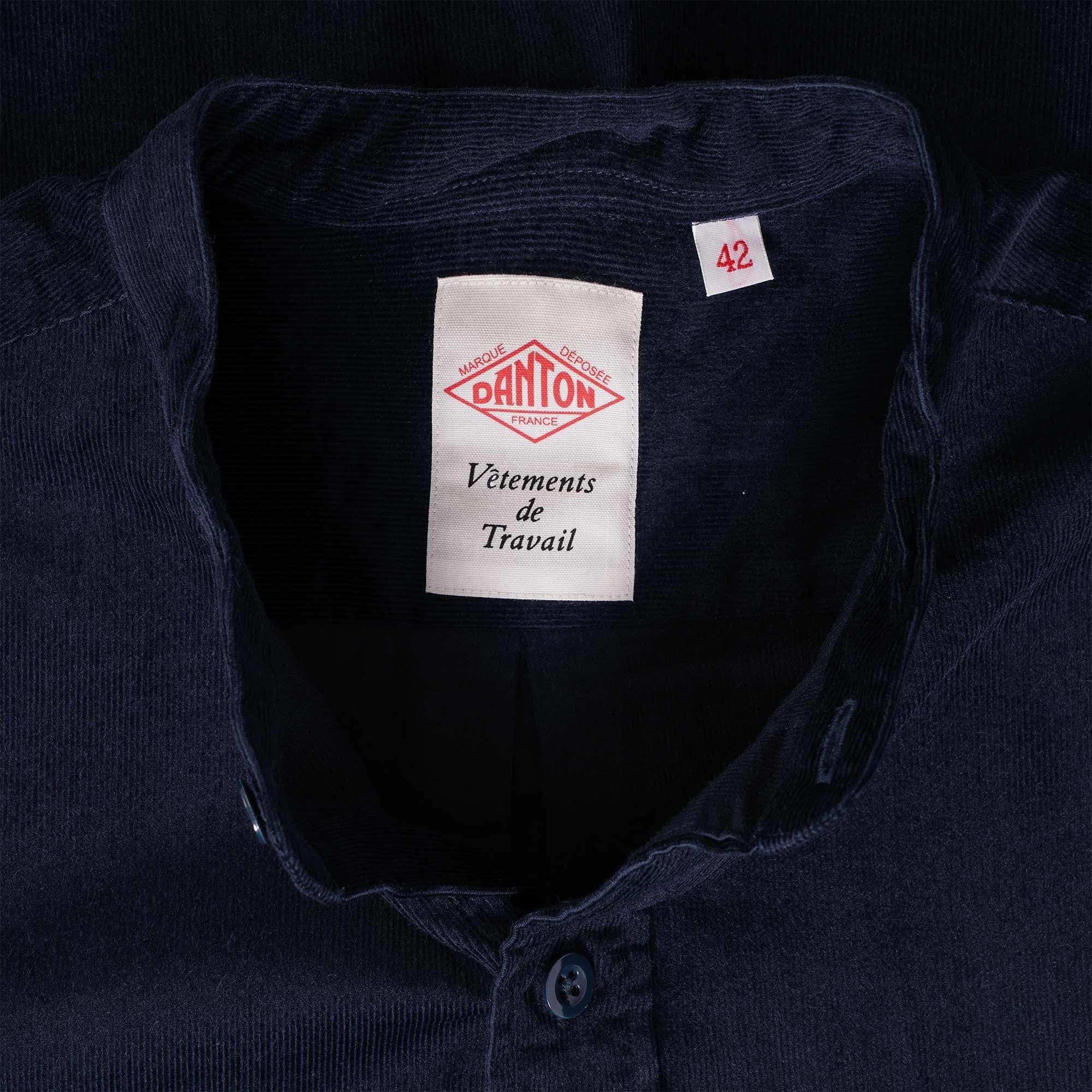 Danton Corduroy Band Collar Shirt - Dark Navy
