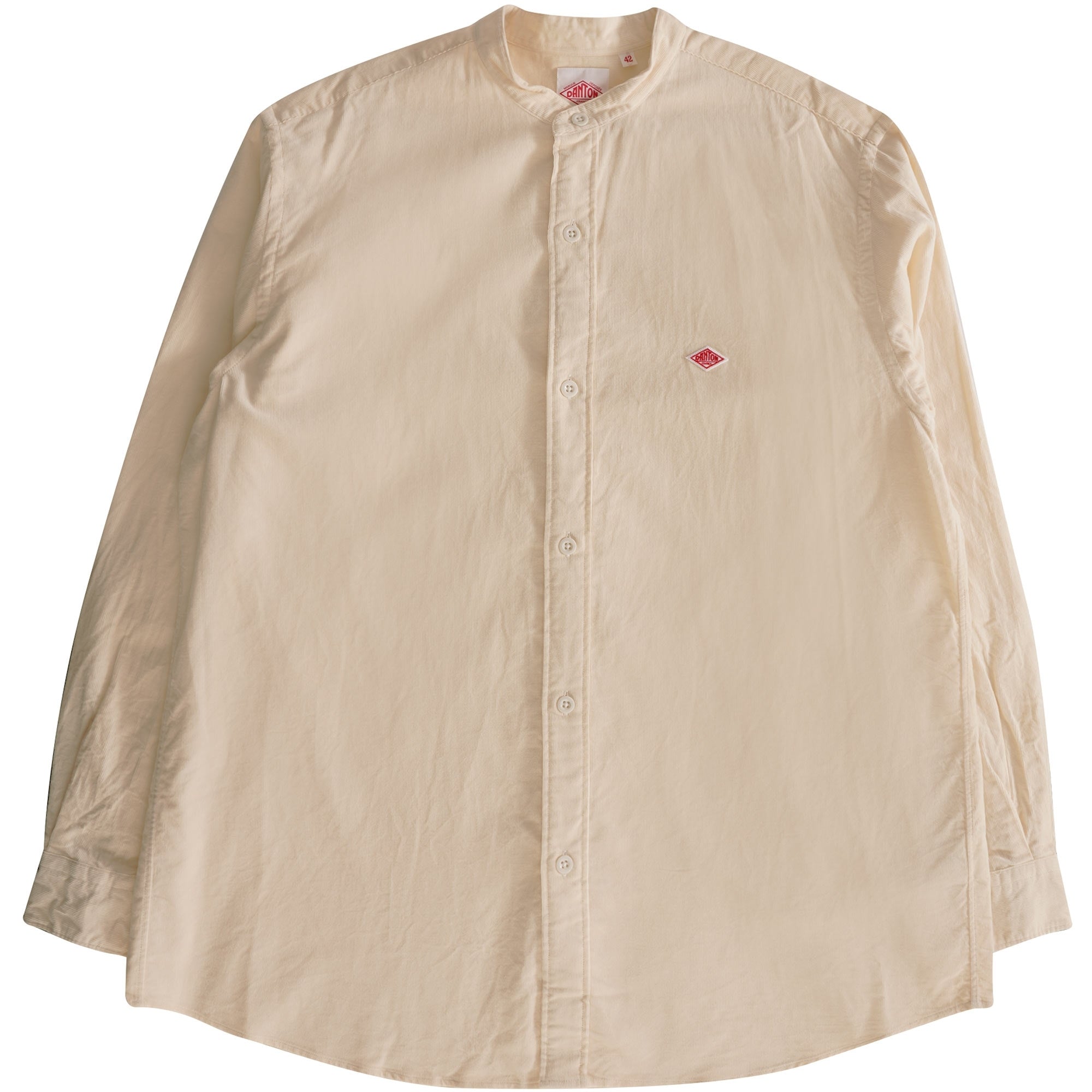 Danton Corduroy Band Collar Shirt - Off White