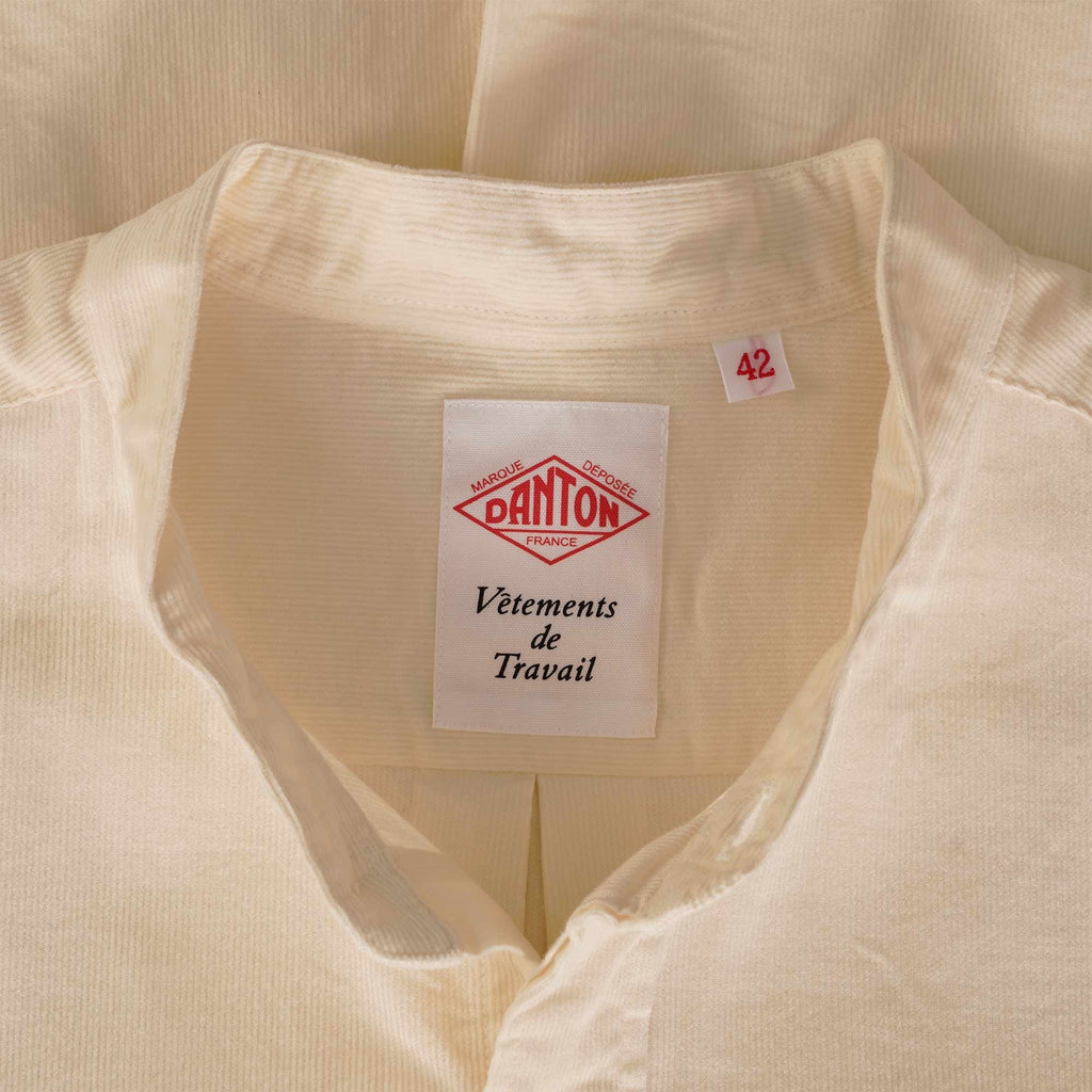 Danton Corduroy Band Collar Shirt - Off White