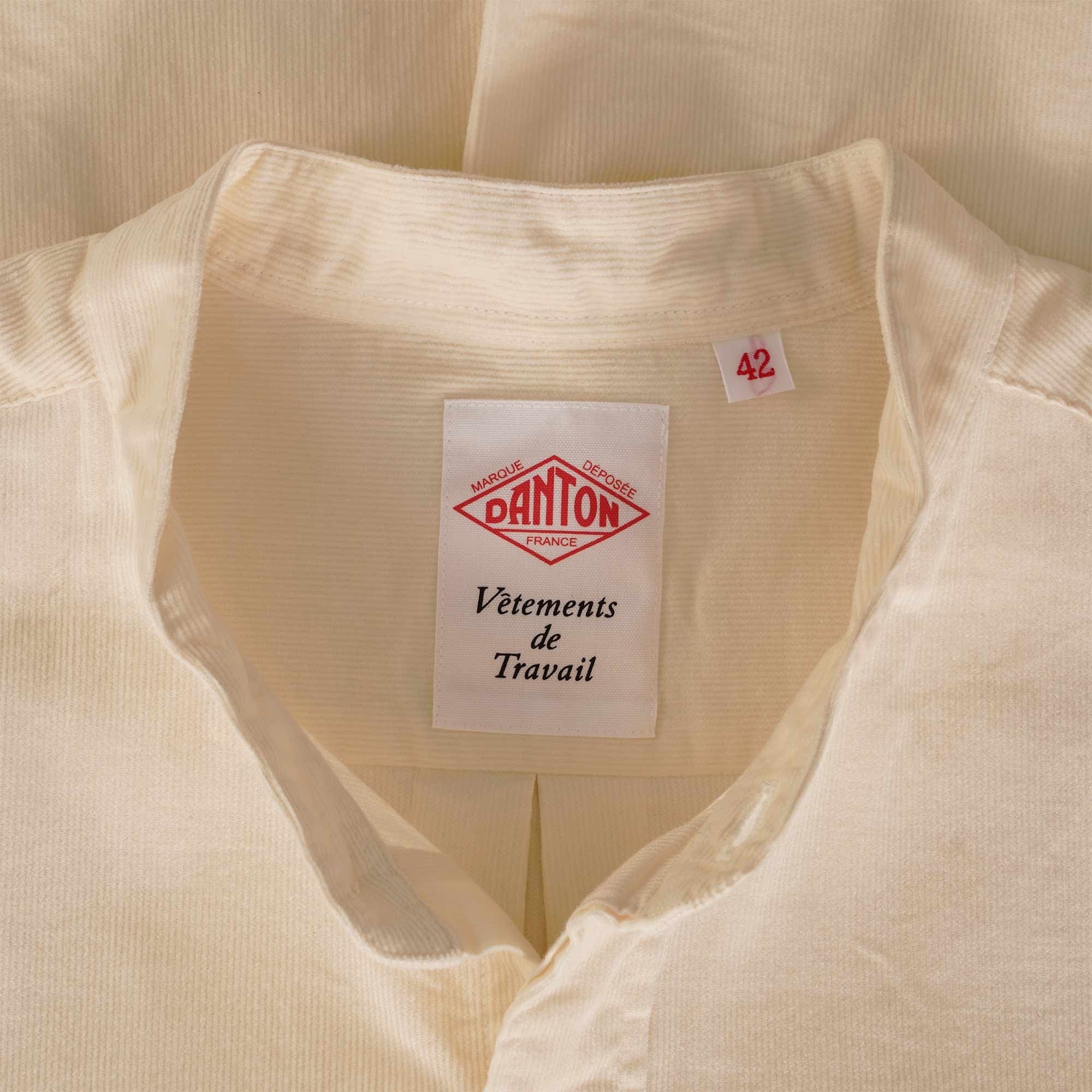 Danton Corduroy Band Collar Shirt - Off White