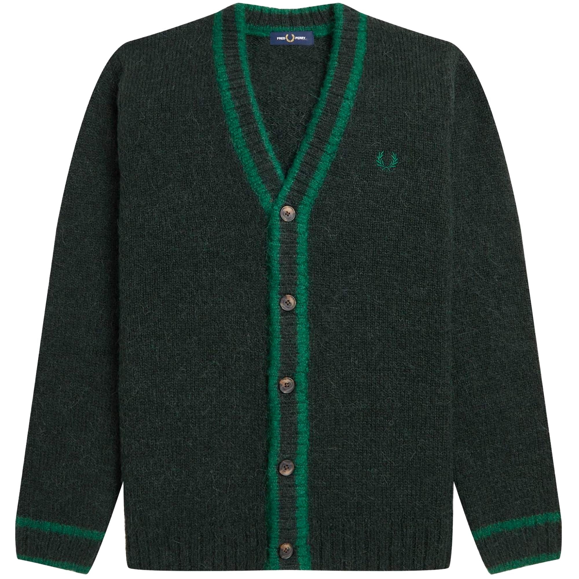 Fred Perry Alpaca Blend Cardigan - Night Green