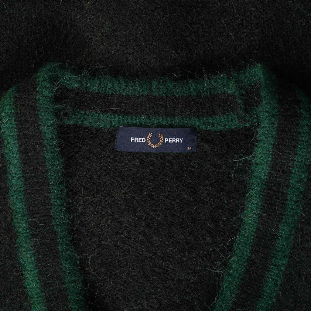 Fred Perry Alpaca Blend Cardigan - Night Green