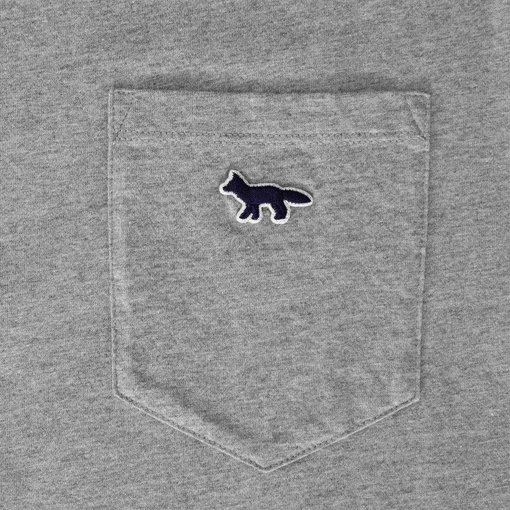 Maison Kitsune Navy Fox Patch Classic Pocket T-Shirt - Grey