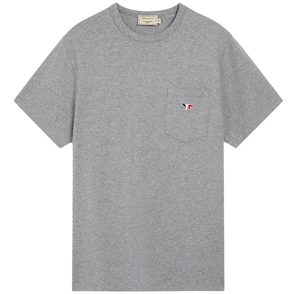Maison Kitsune Tricolour Fox Patch Classic Patch Pocket T-Shirt - Grey