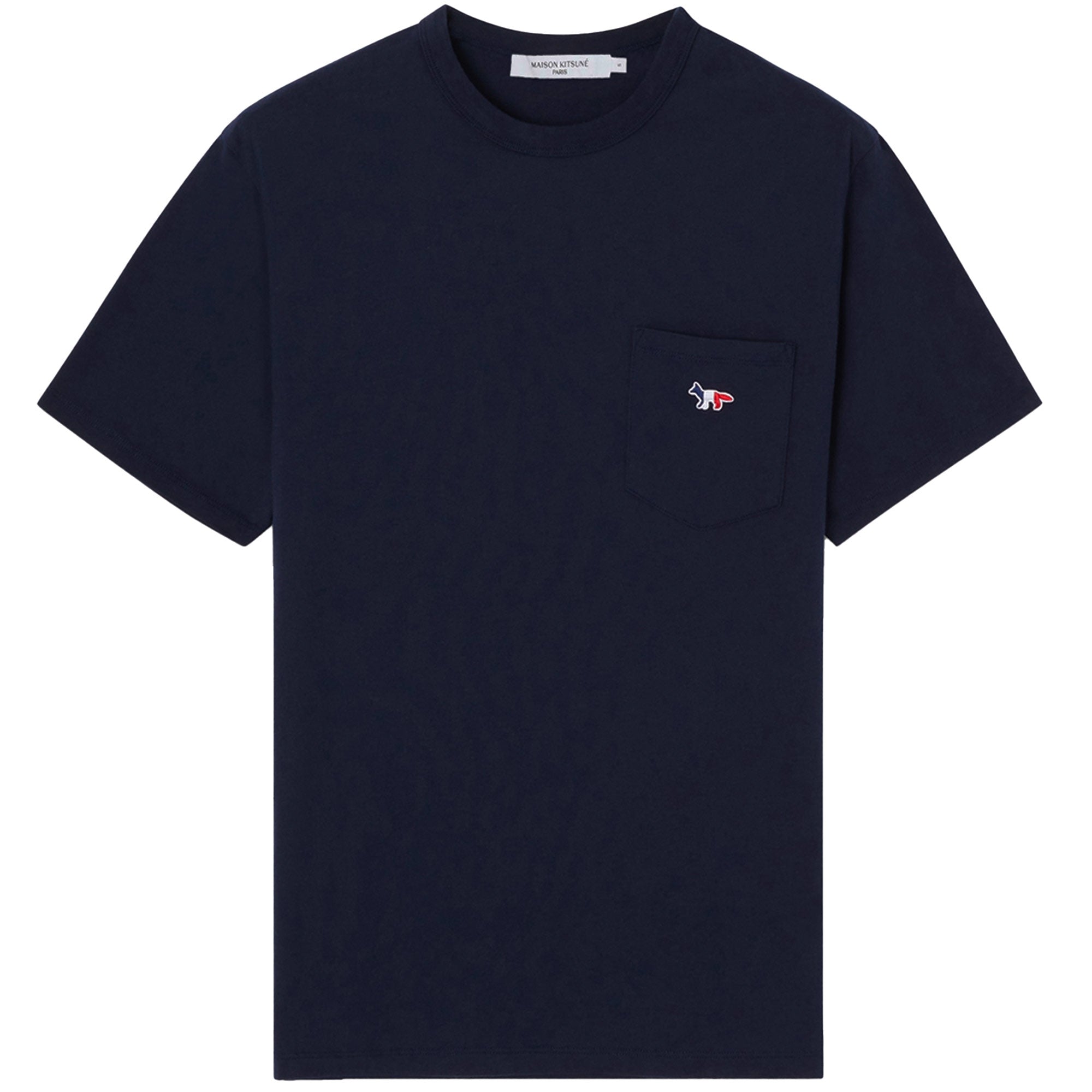 Maison Kitsune Tricolour Fox Patch Classic Patch Pocket T-Shirt - Navy