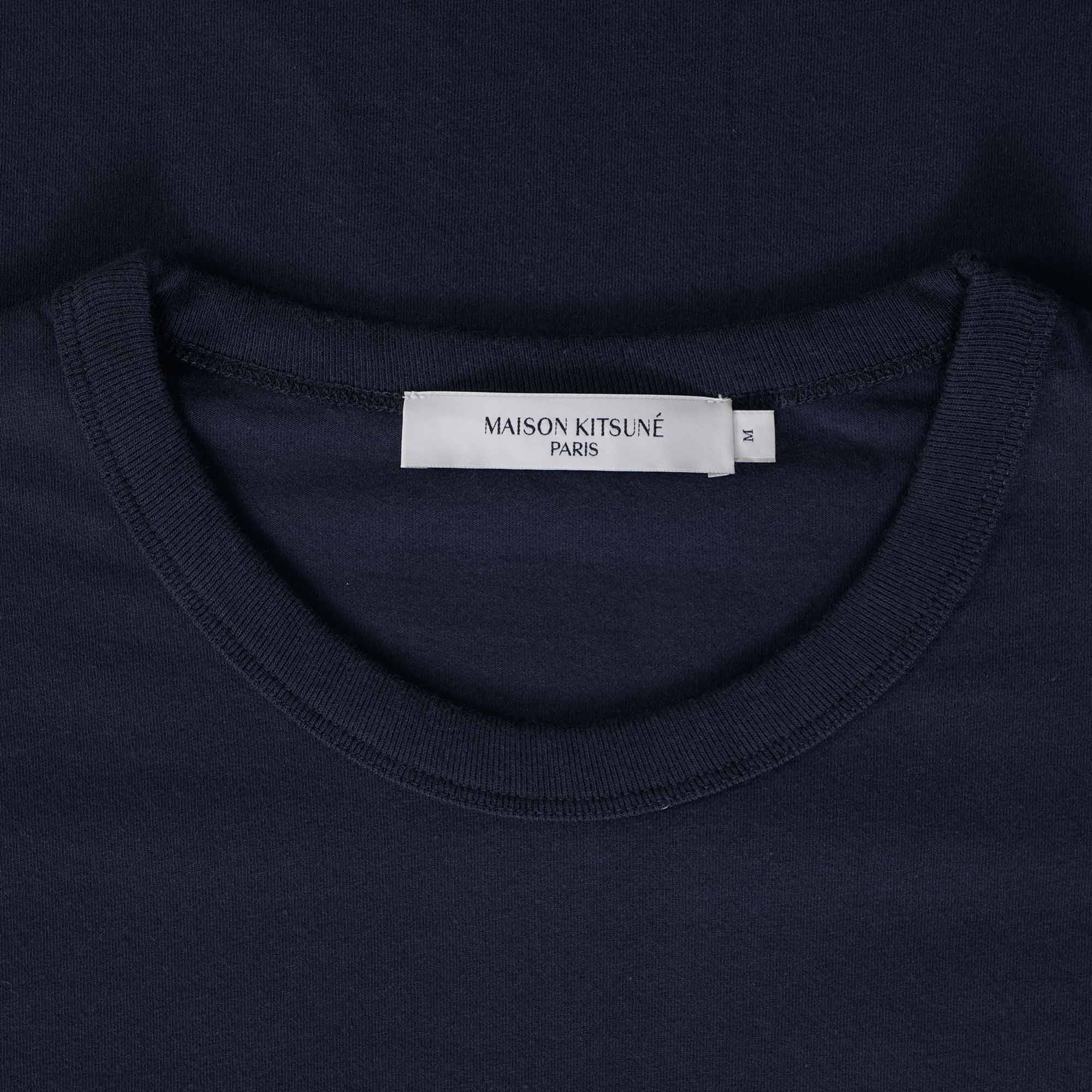 Maison Kitsune Tricolour Fox Patch Classic Patch Pocket T-Shirt - Navy
