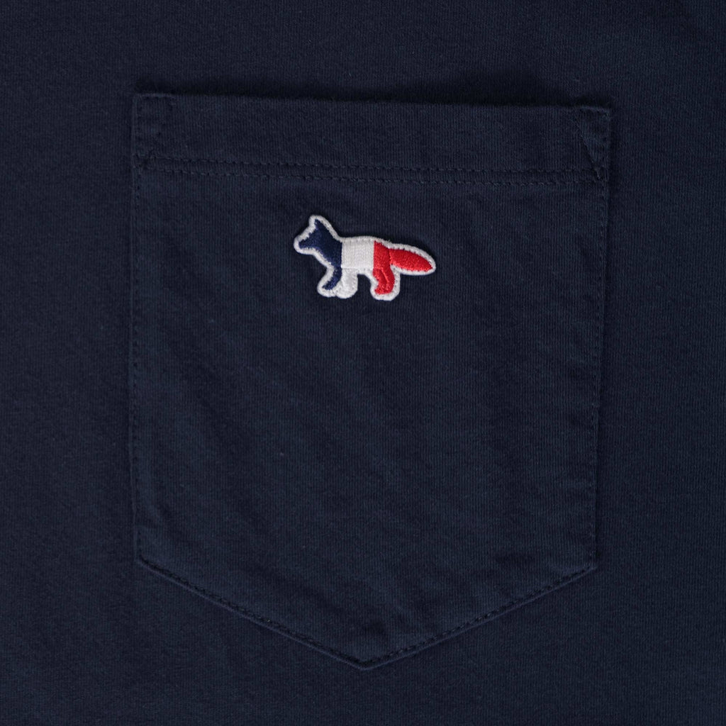Maison Kitsune Tricolour Fox Patch Classic Patch Pocket T-Shirt - Navy