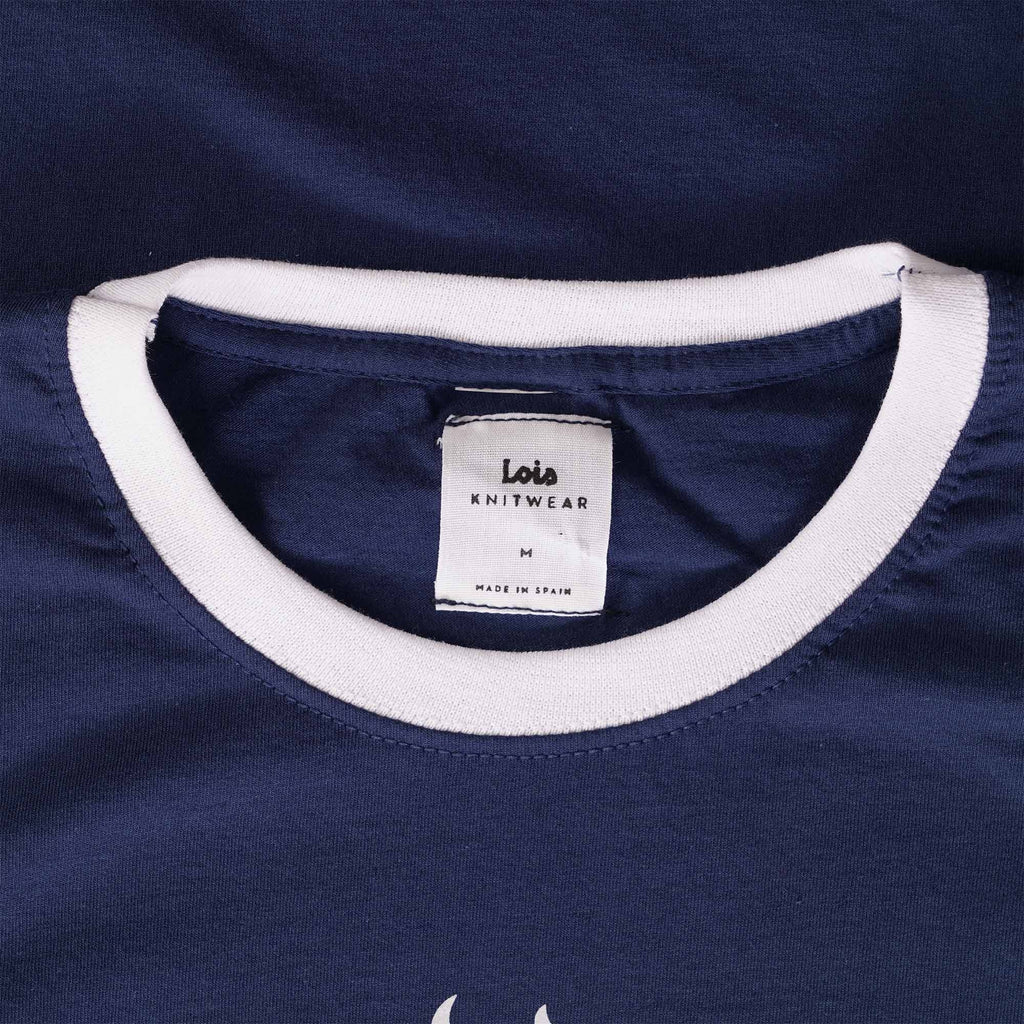 Lois Jeans Ringer Logo T-Shirt - Navy