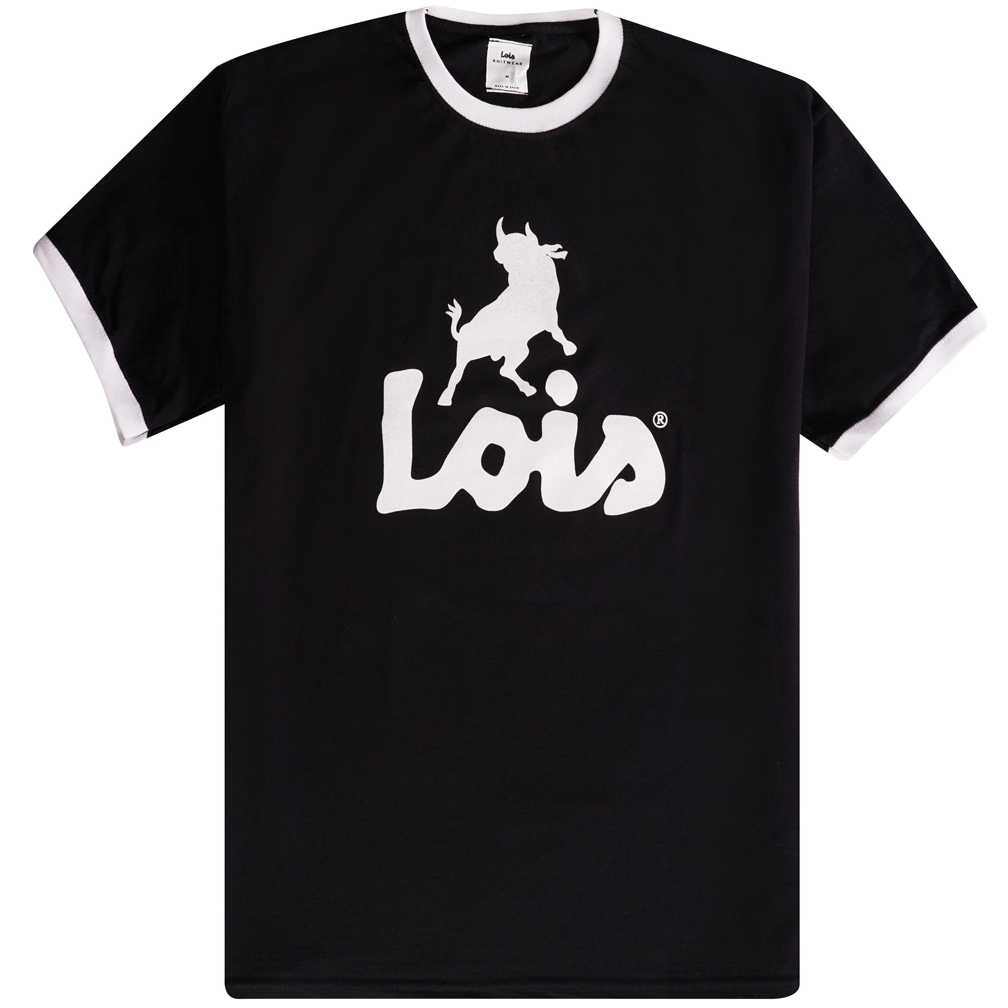 Lois Jeans Ringer Logo T-Shirt - Black/White