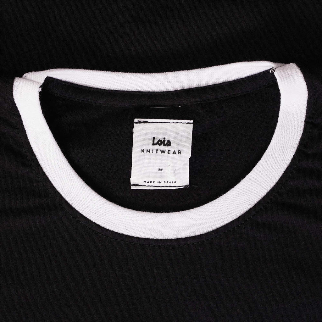 Lois Jeans Ringer Logo T-Shirt - Black/White