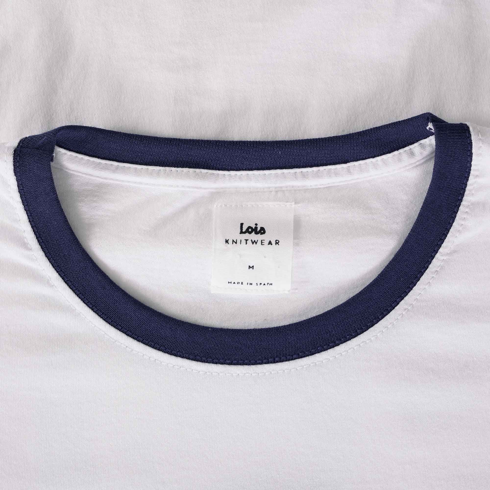 Lois Jeans Ringer Logo T-Shirt - White/Navy