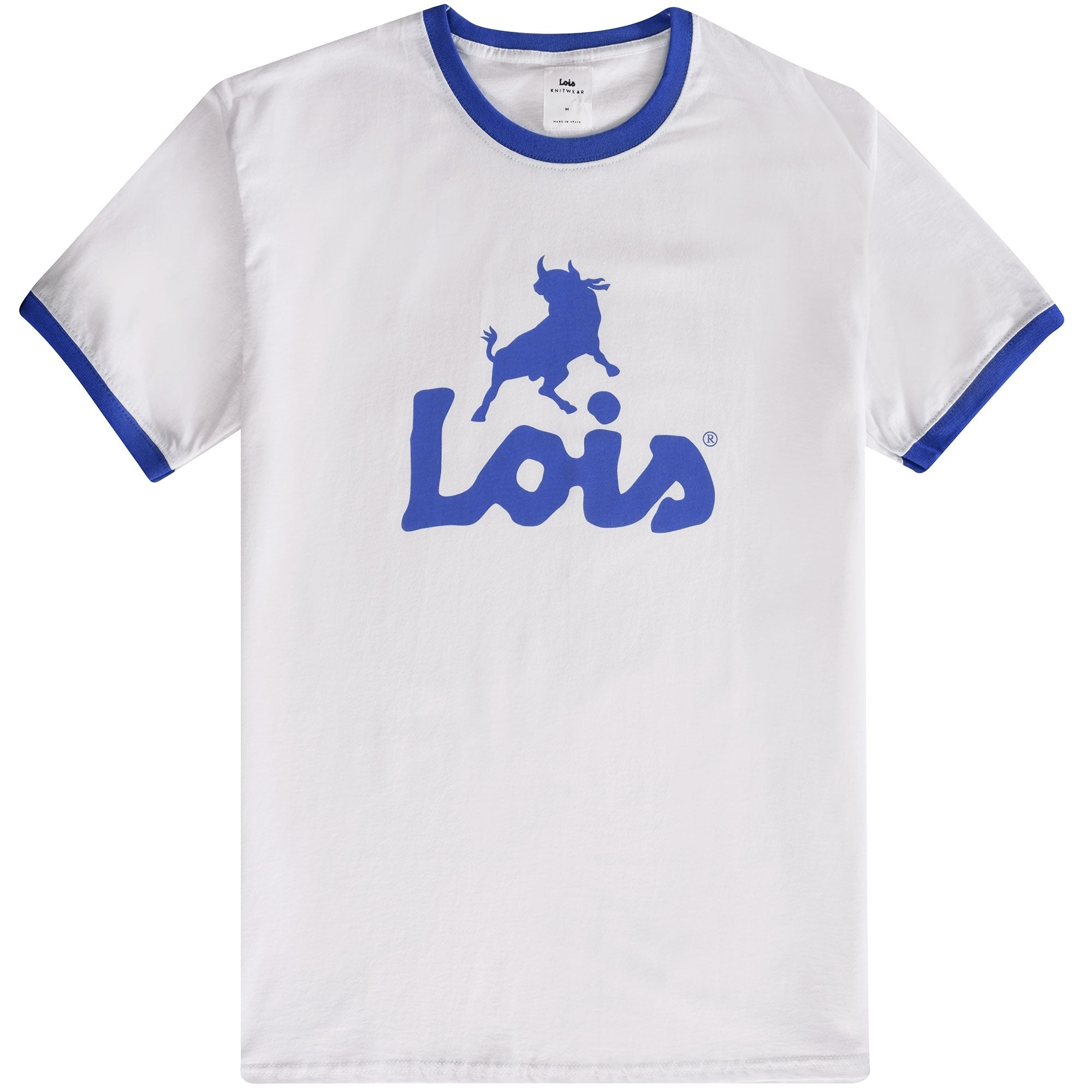 Lois Jeans Ringer Logo T-Shirt - White/Blue