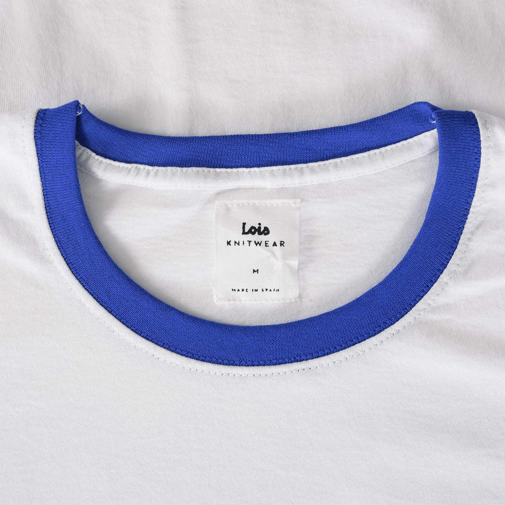 Lois Jeans Ringer Logo T-Shirt - White/Blue