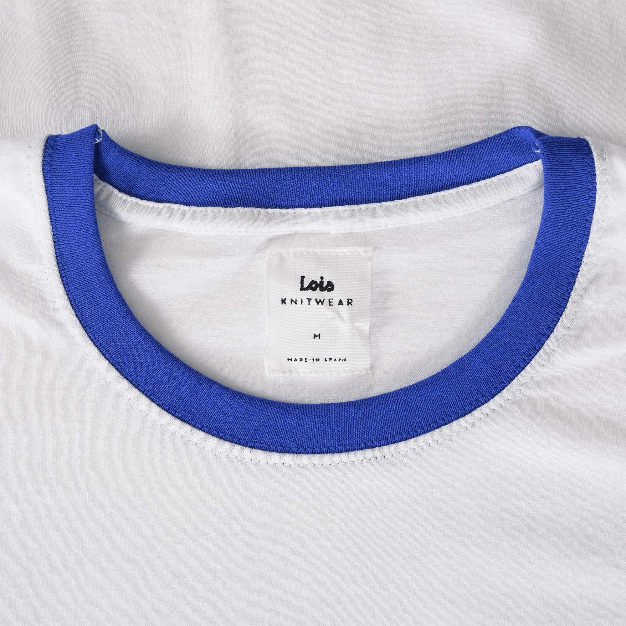 Lois Jeans Ringer Logo T-Shirt - White/Blue