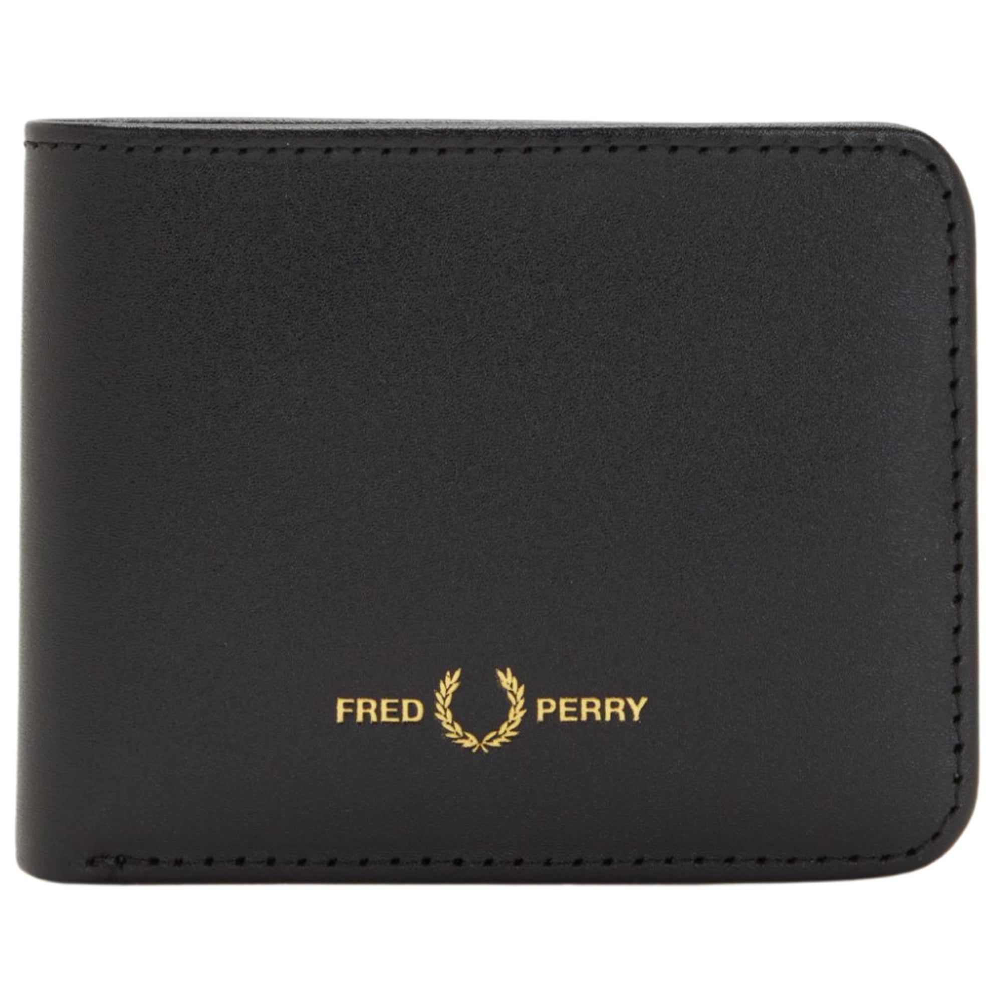 Fred Perry Burnished Leather Billfold Wallet - Black