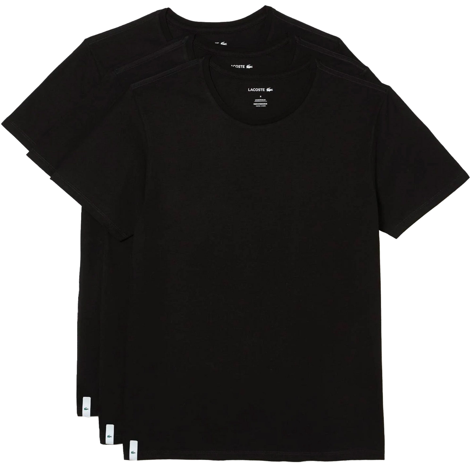 Lacoste Crew Neck Cotton T-Shirt 3-Pack- Black