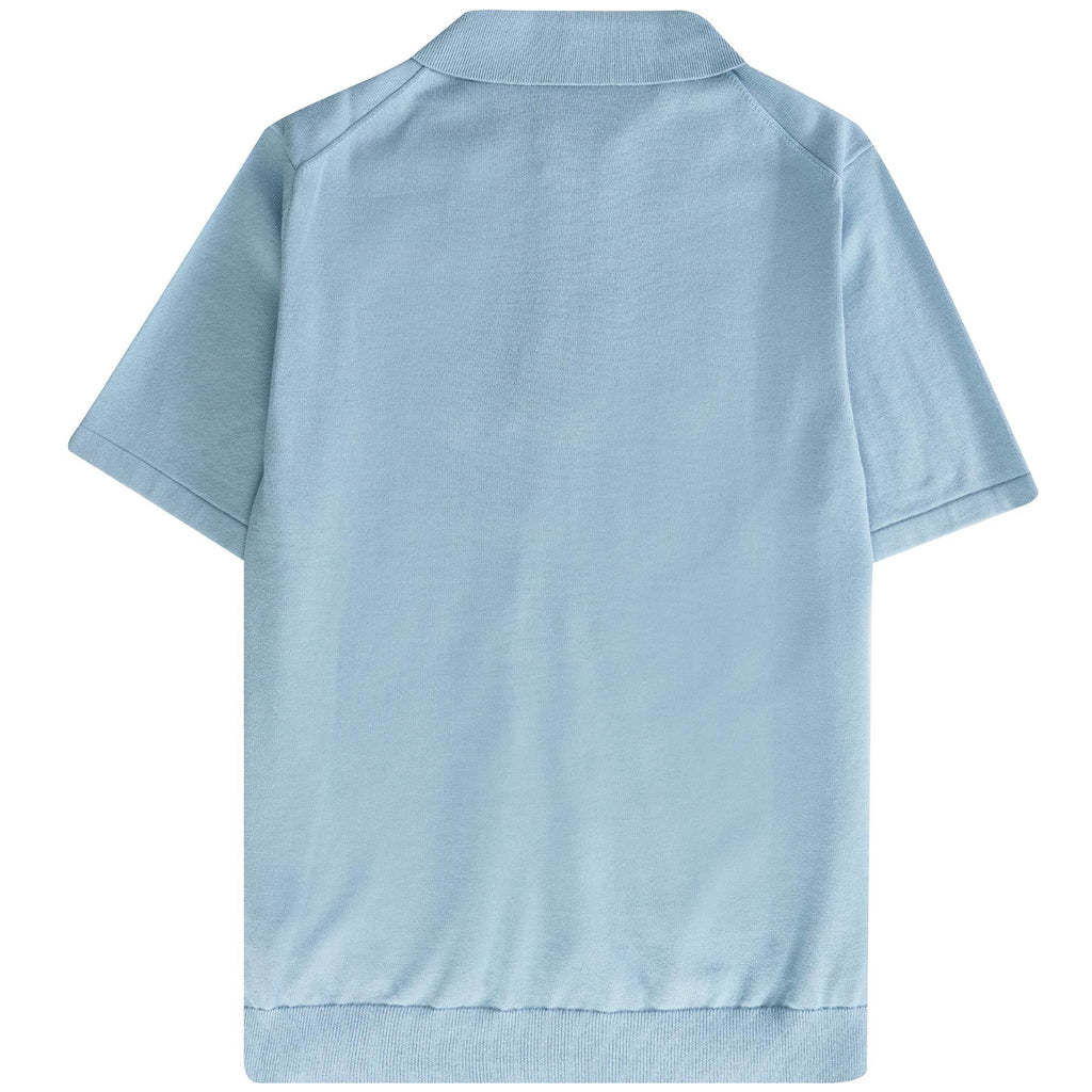 Paul Smith Short Sleeve Zipped Polo Shirt - Light Blue