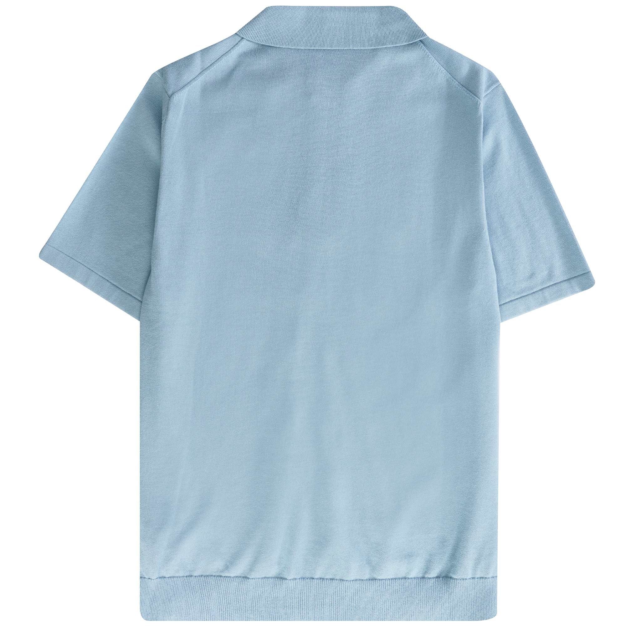 Paul Smith Short Sleeve Zipped Polo Shirt - Light Blue