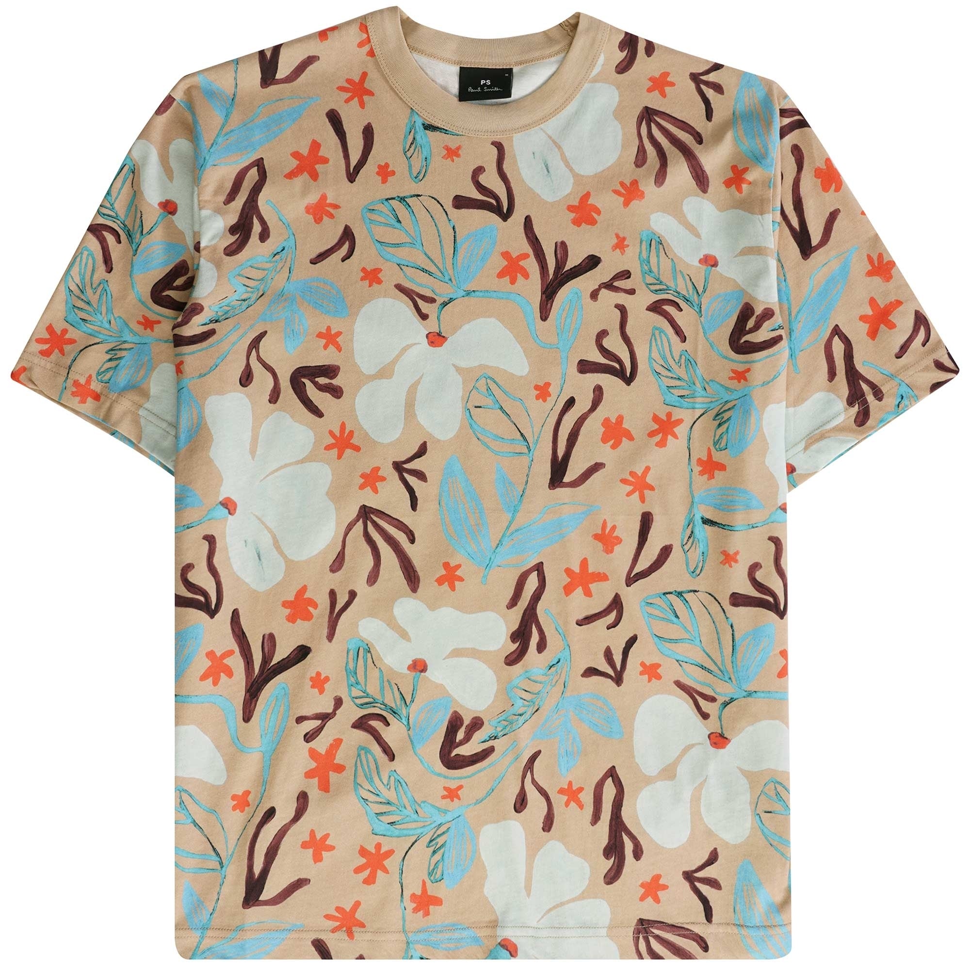 Paul Smith Sea Floral Print T-Shirt - Camel